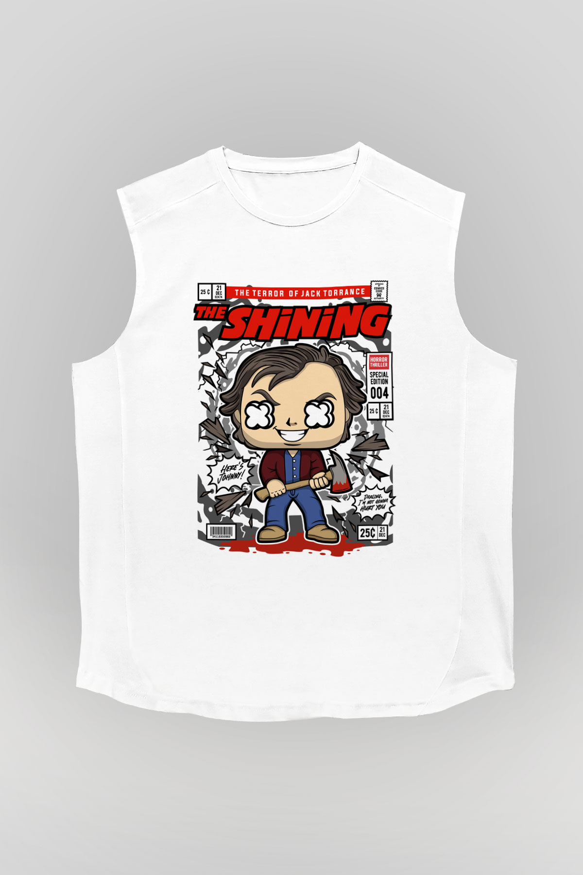 Jack Torrance The Shining Baskılı Unisex Beyaz Kolsuz Tişört