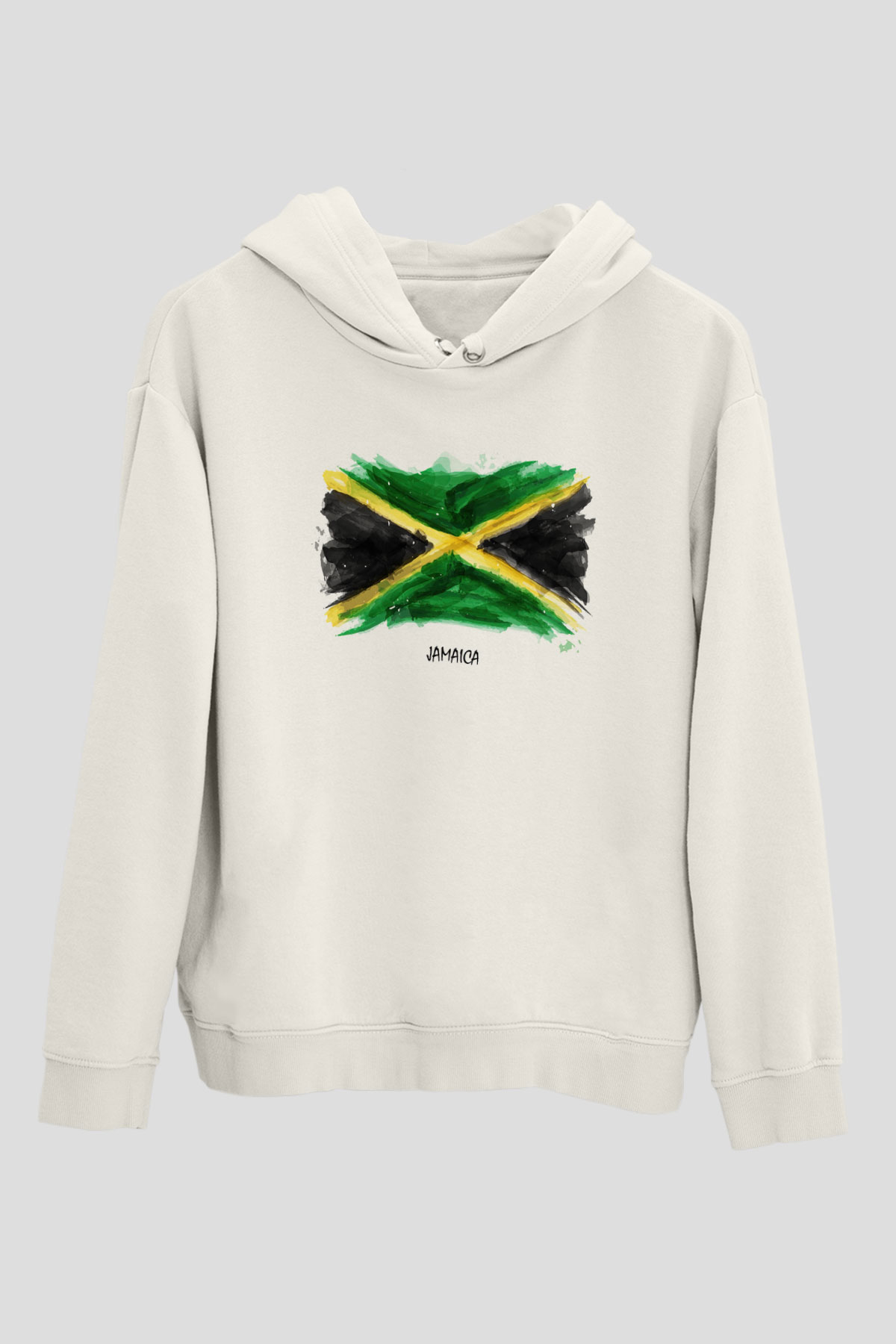 Jamaika Beyaz Unisex Kapşonlu Sweatshirt