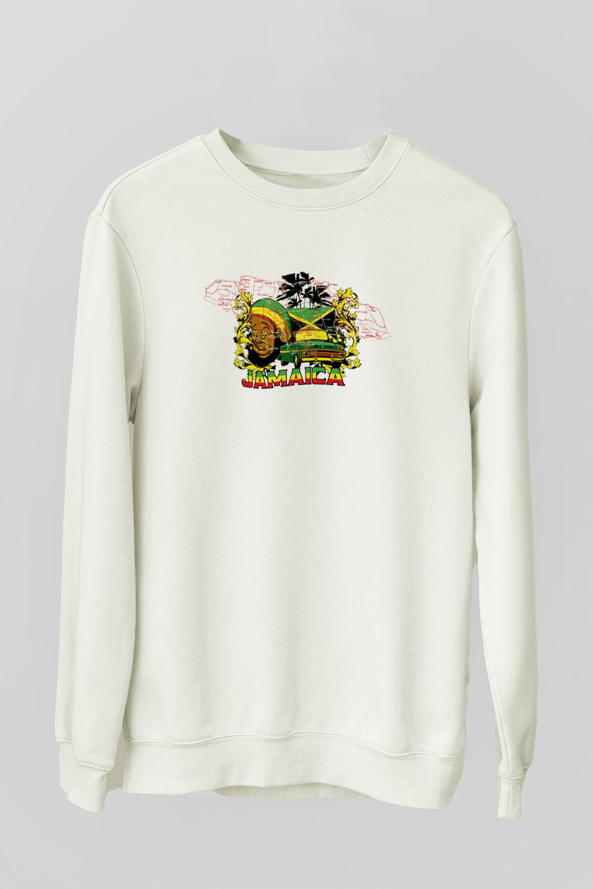 Jamaika Beyaz Unisex Sweatshirt