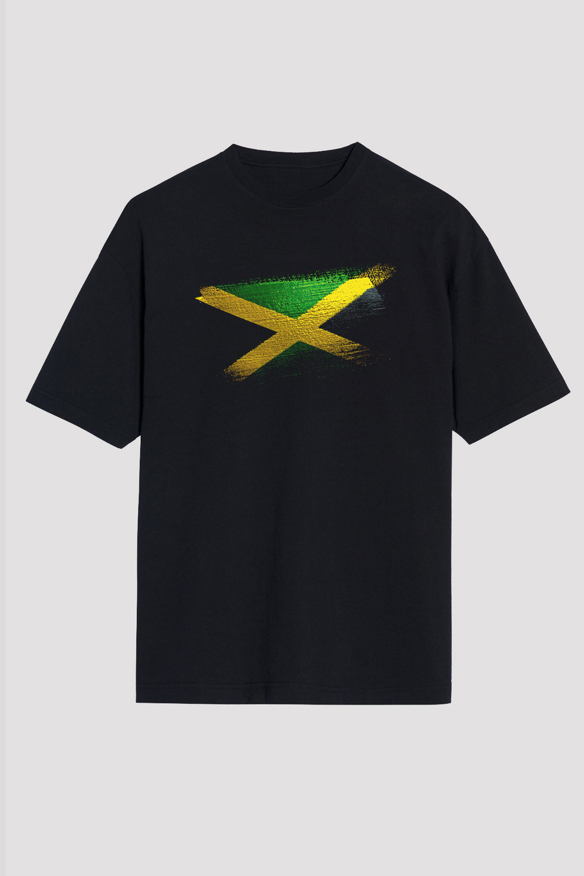 Jamaika - Jamaica Bayrağı Baskılı Unisex Siyah Oversize Tişört