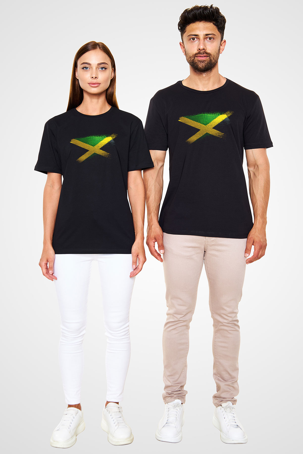 Jamaika - Jamaica Bayrağı Baskılı Unisex Siyah Tişört