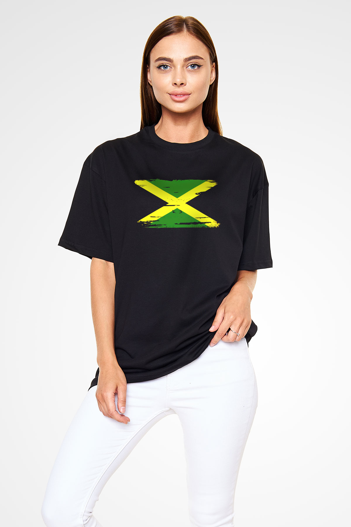 Jamaika Siyah Oversize Tişört Oversize T-shirt - TişörtFabrikası