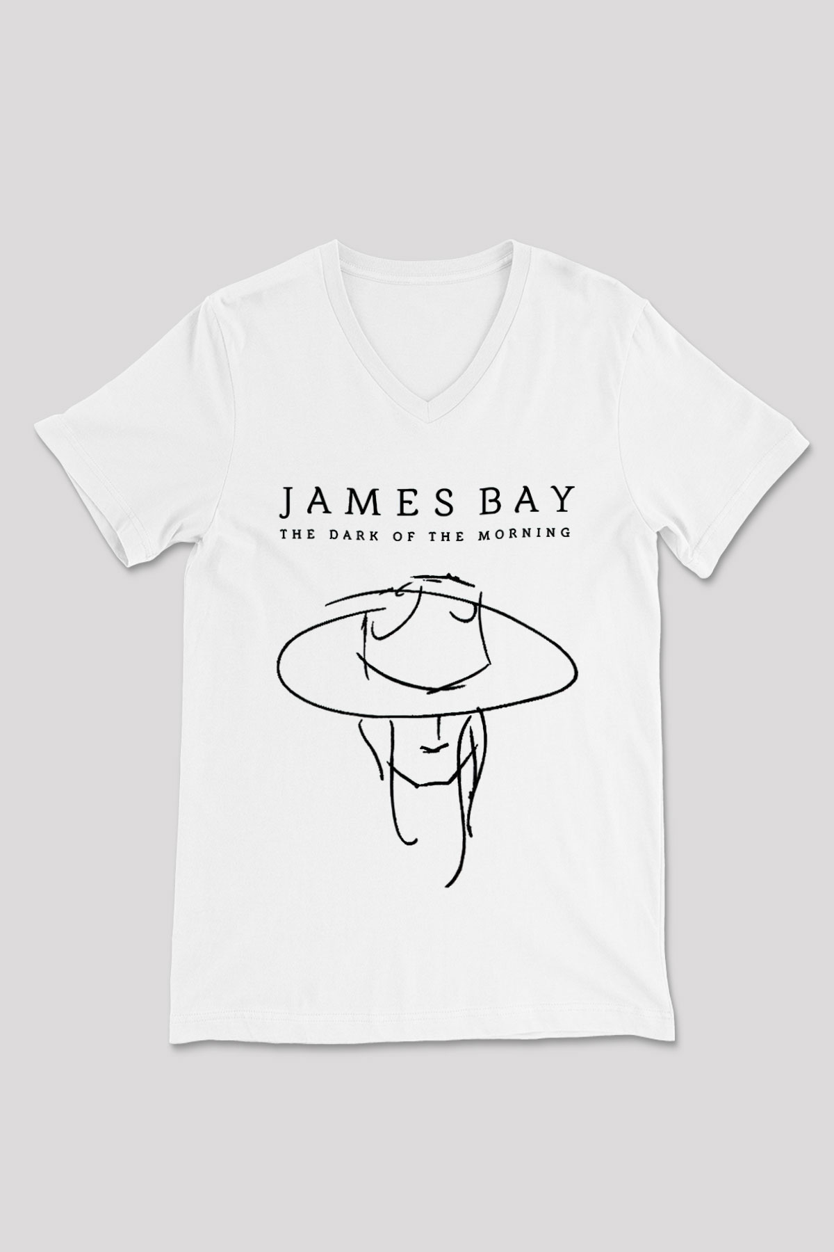 James Bay Beyaz Unisex V Yaka Tişört T-Shirt