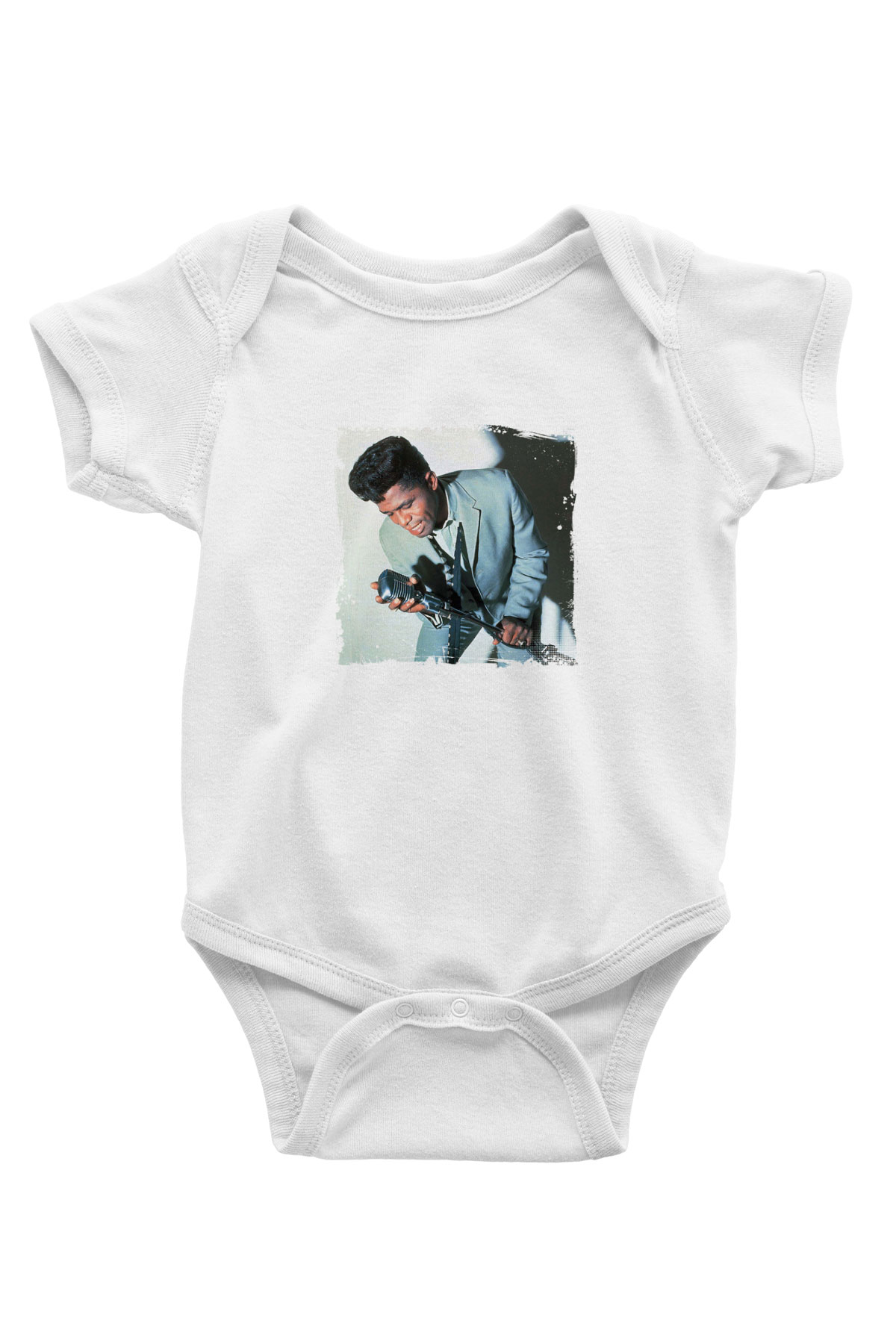 James Brown Baskılı Unisex Beyaz Bebek Body - Zıbın