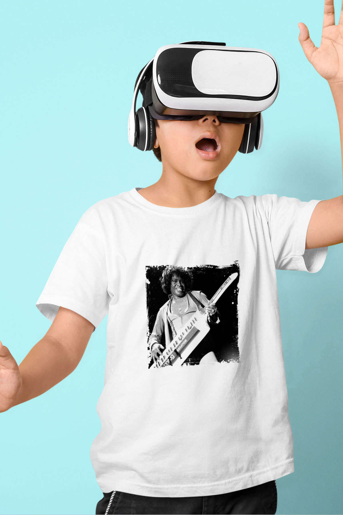 James Brown Baskılı Unisex Beyaz Çocuk Tişört