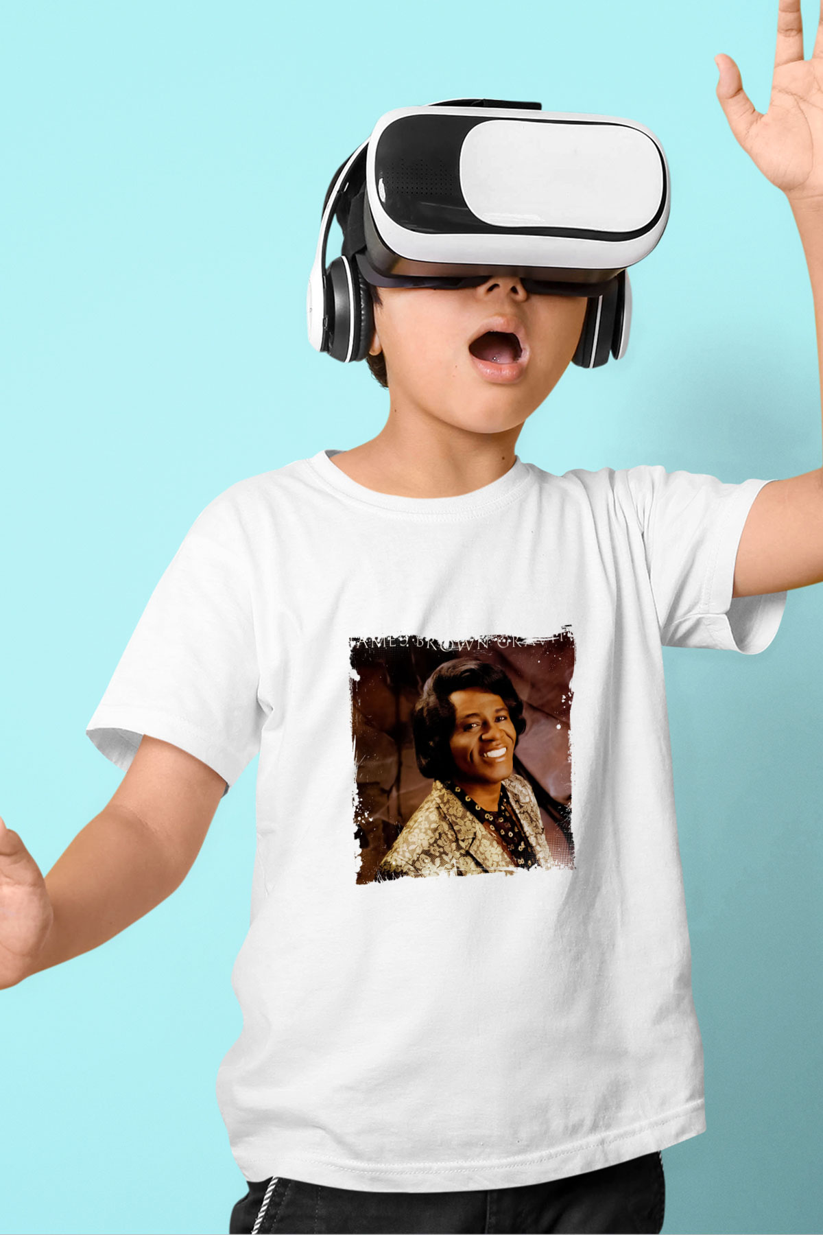 James Brown Baskılı Unisex Beyaz Çocuk Tişört