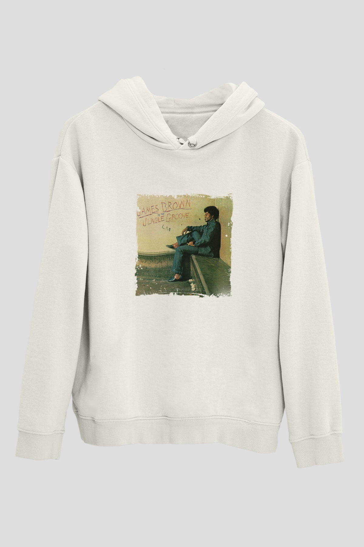 James Brown Baskılı Unisex Beyaz Kapüşonlu Sweatshirt
