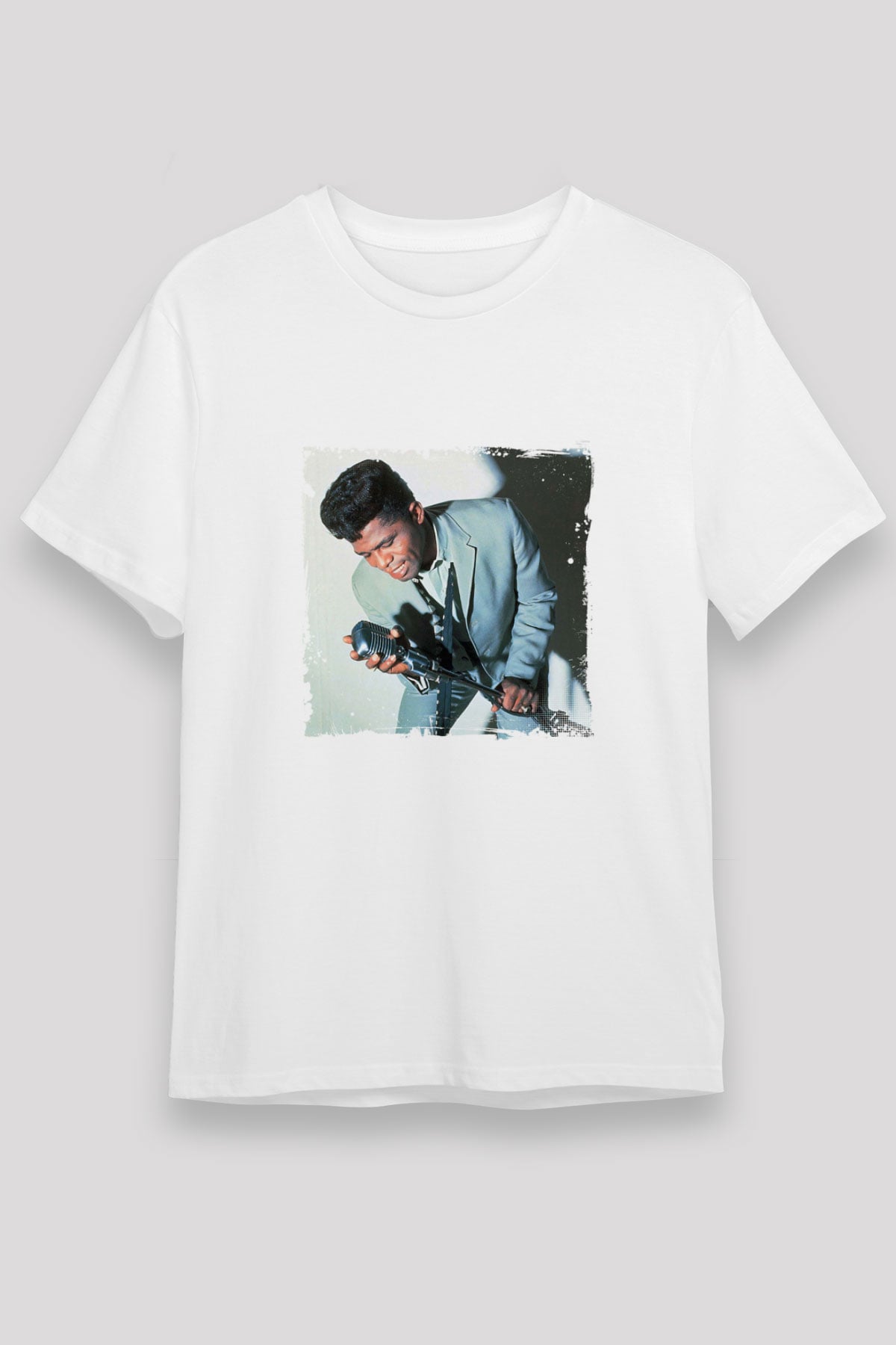 James Brown Baskılı Unisex Beyaz Tişört