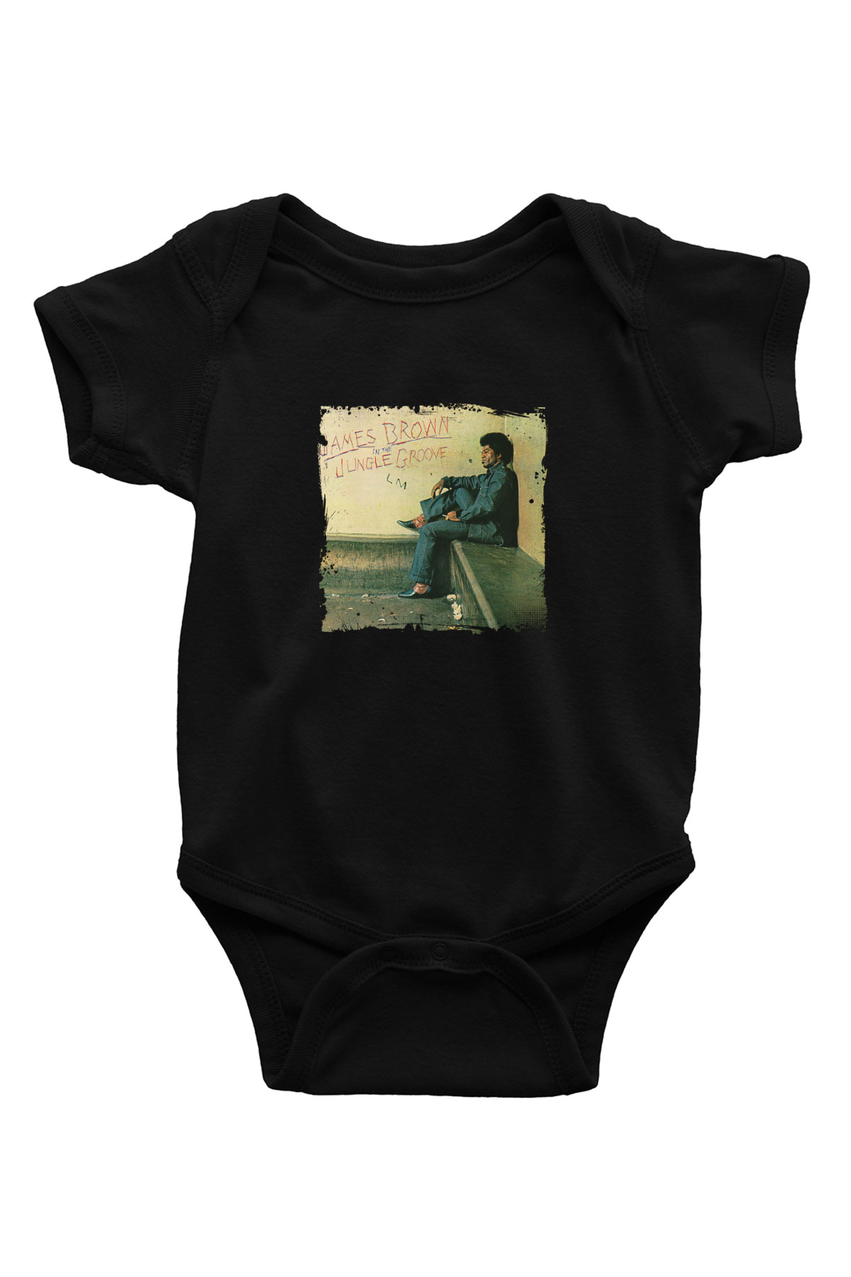 James Brown Baskılı Unisex Siyah Bebek Body - Zıbın
