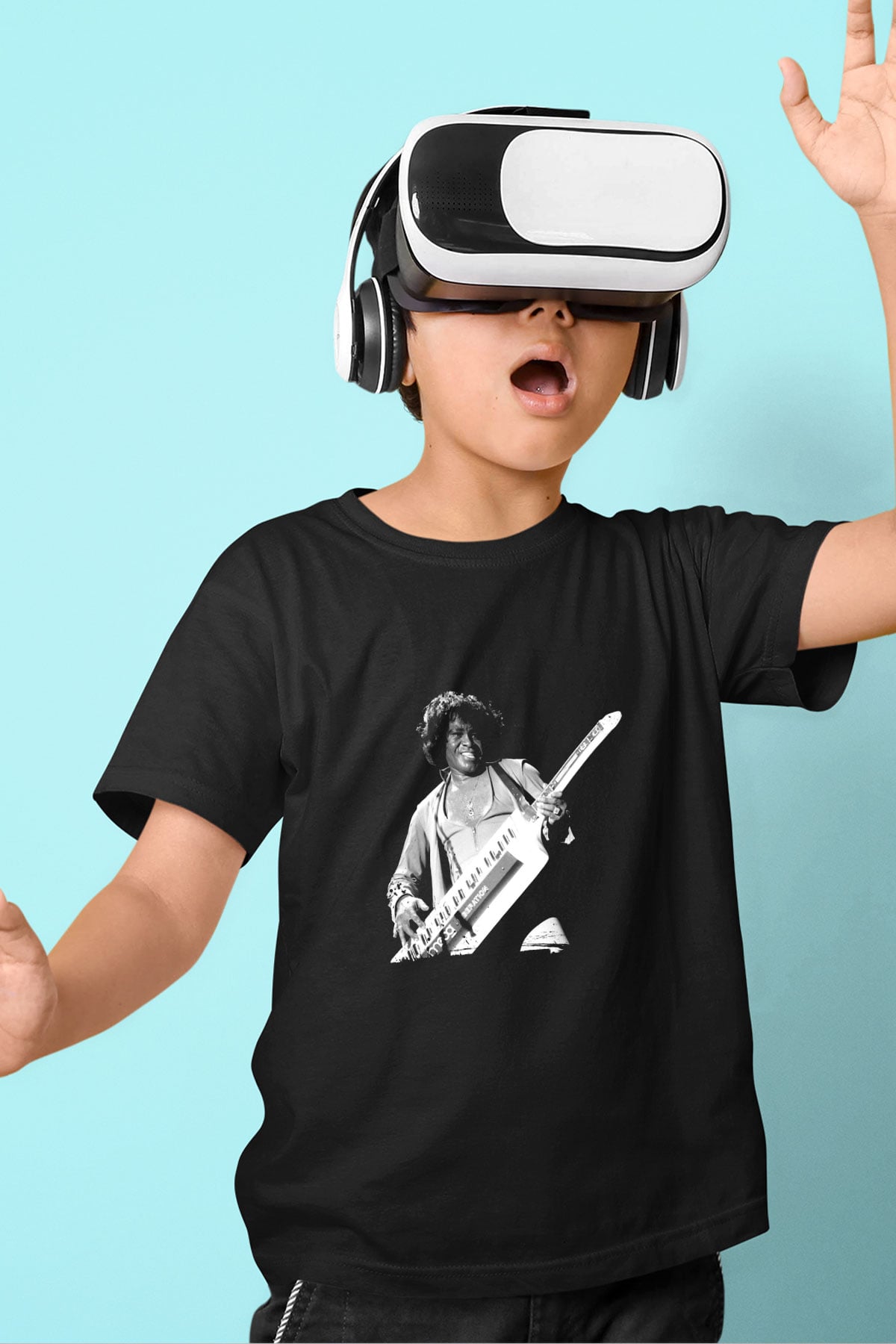 James Brown Baskılı Unisex Siyah Çocuk Tişört