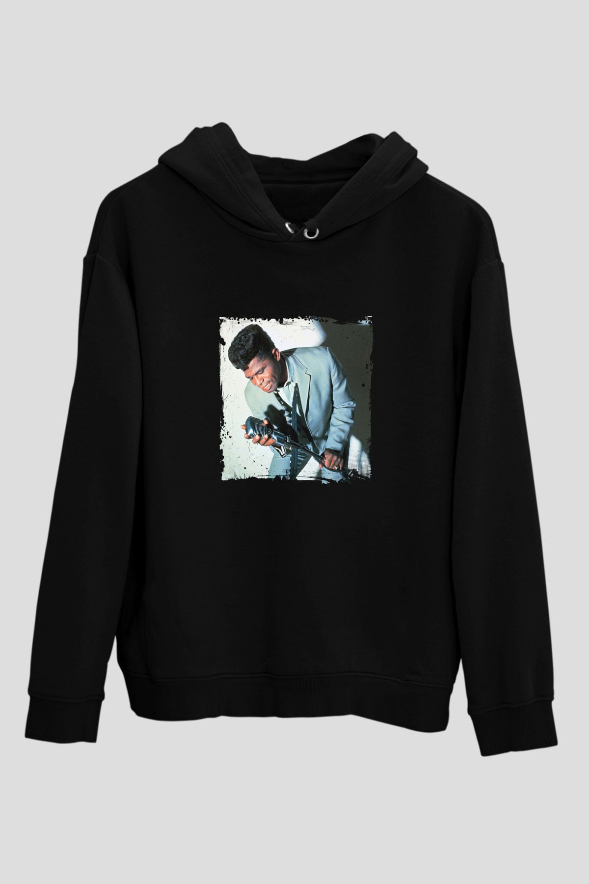 James Brown Baskılı Unisex Siyah Hoodie