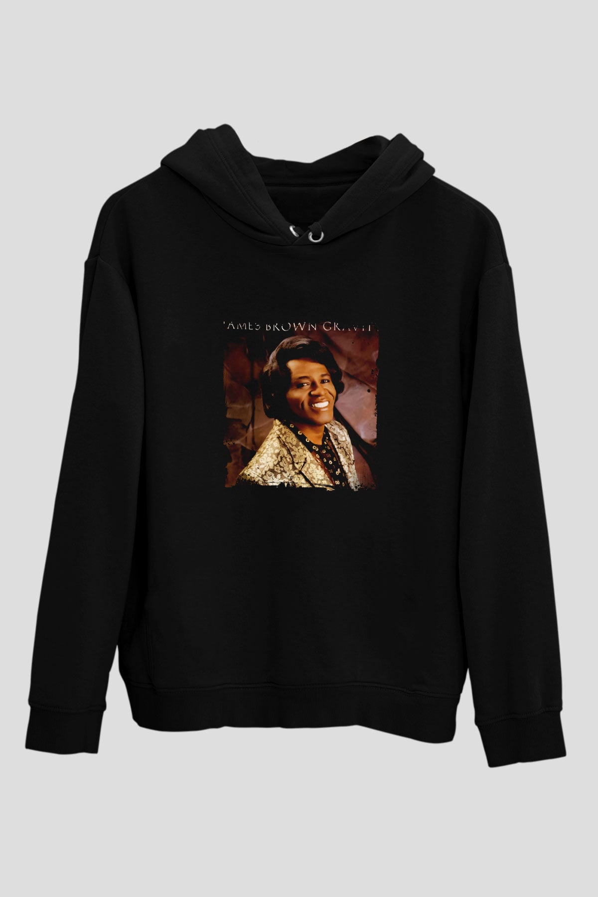 James Brown Baskılı Unisex Siyah Hoodie