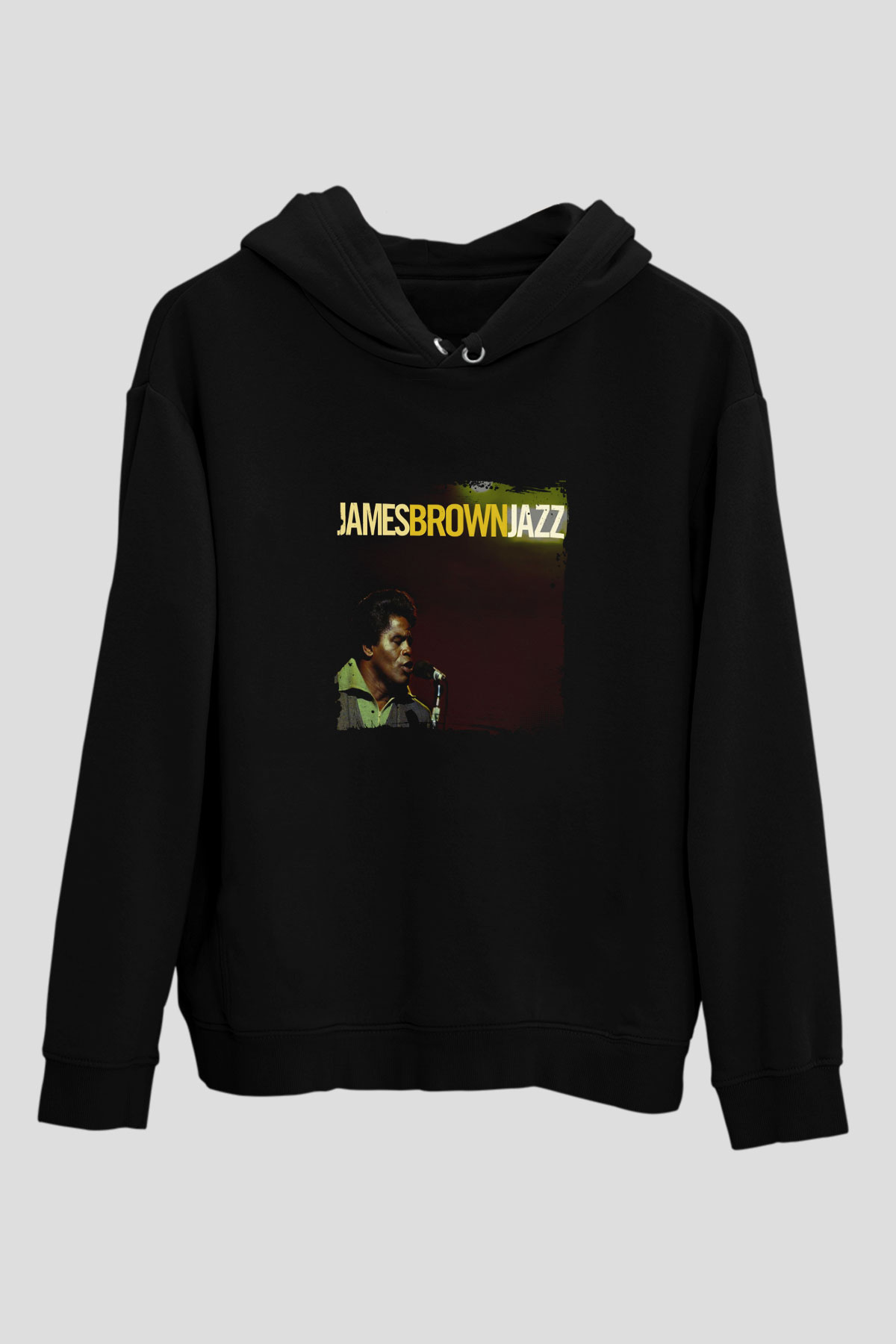 James Brown Baskılı Unisex Siyah Hoodie
