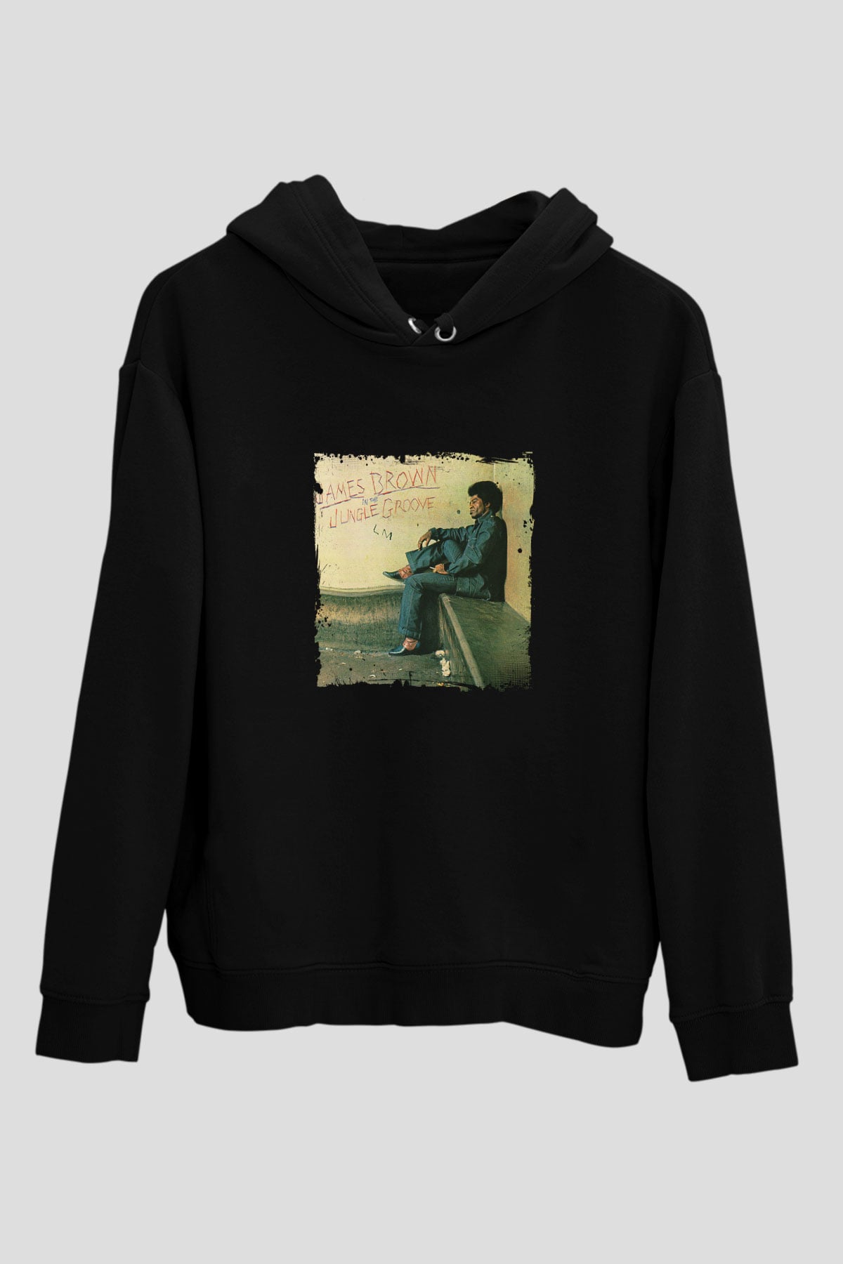 James Brown Baskılı Unisex Siyah Hoodie