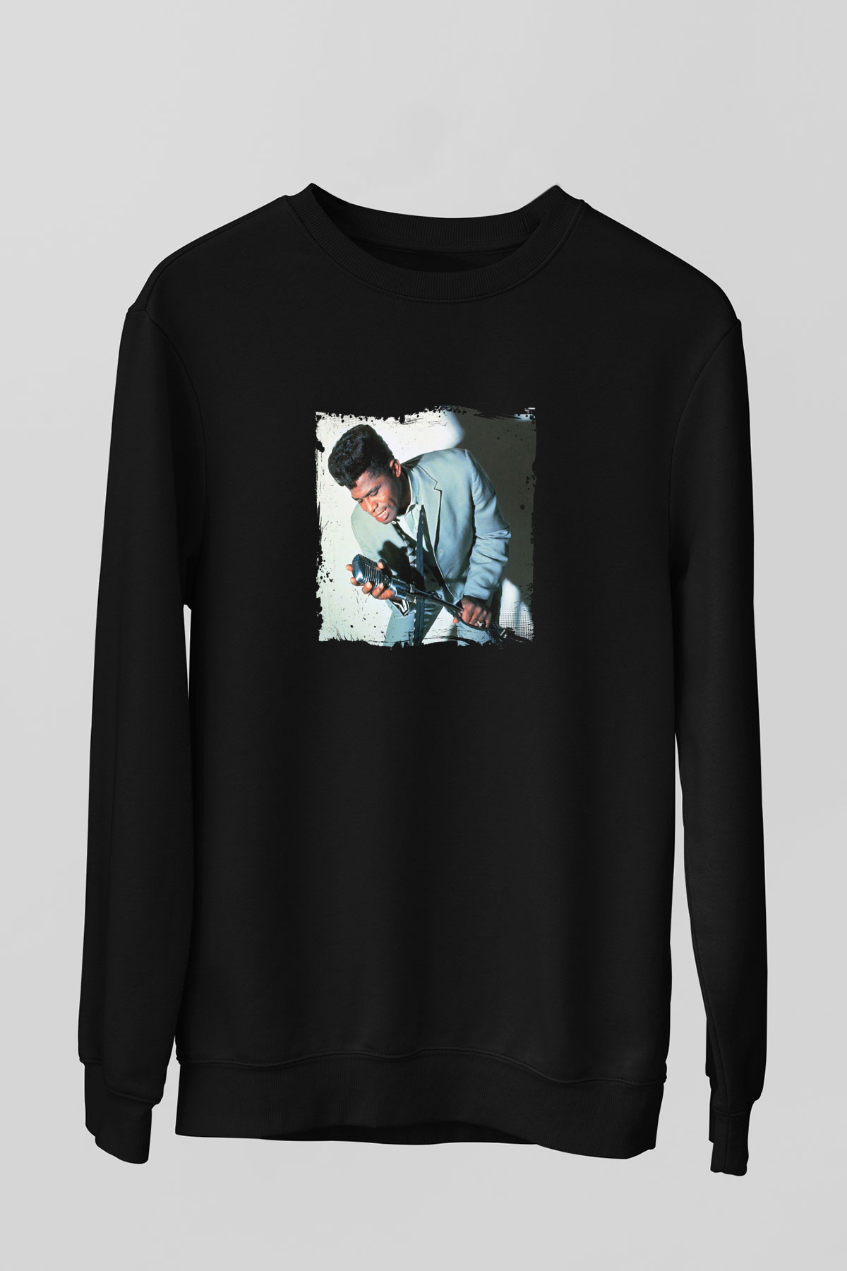 James Brown Baskılı Unisex Siyah Sweatshirt