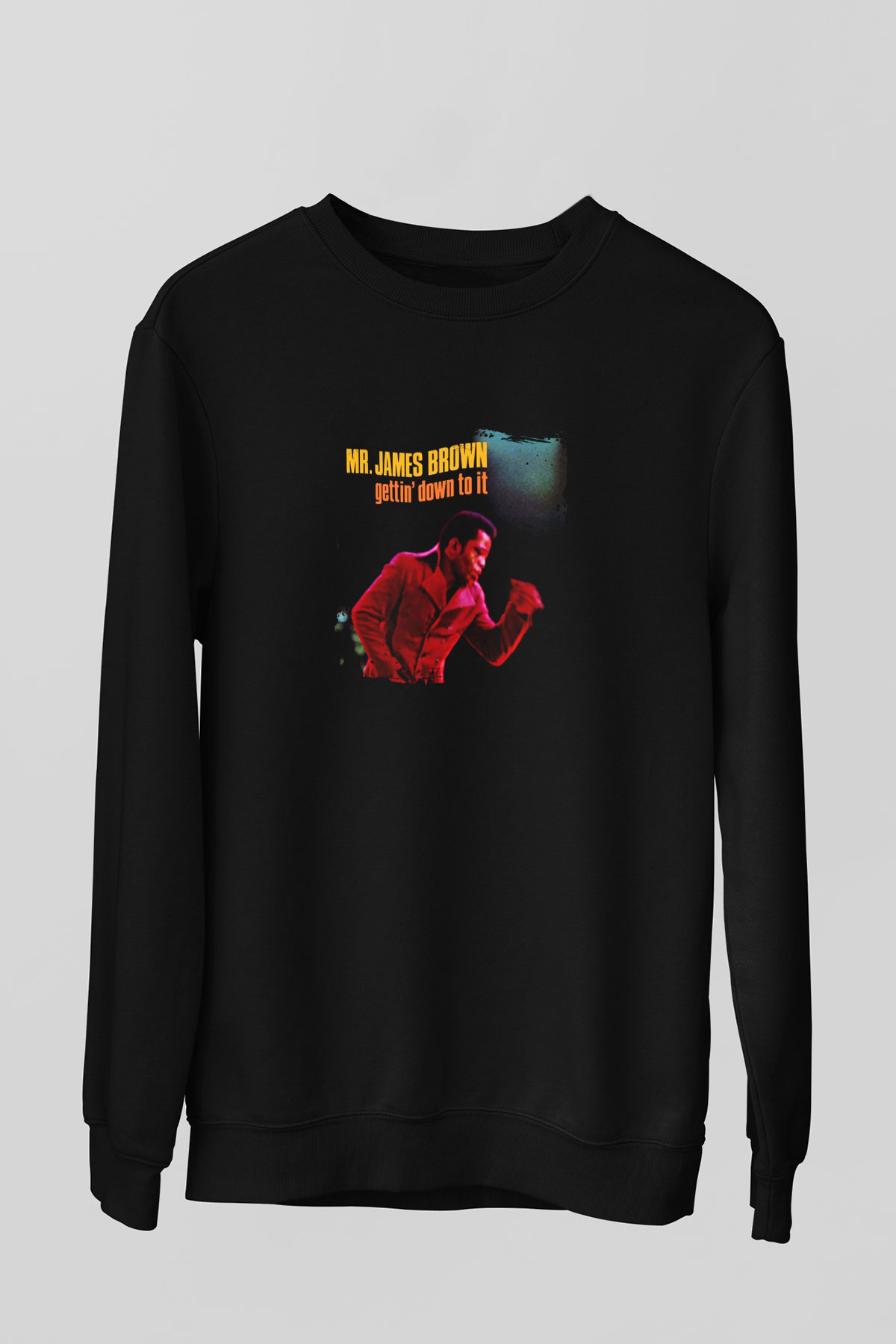 James Brown Baskılı Unisex Siyah Sweatshirt