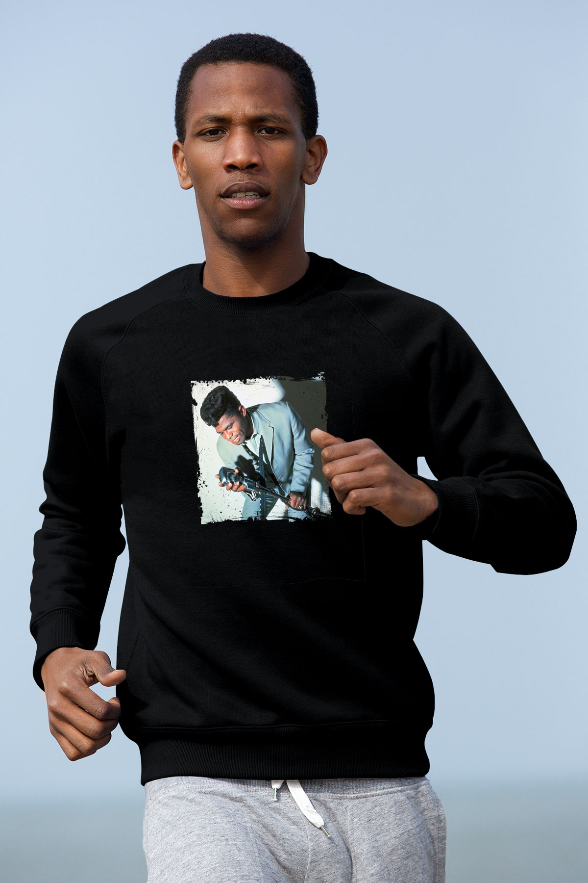 James Brown Baskılı Unisex Siyah Sweatshirt