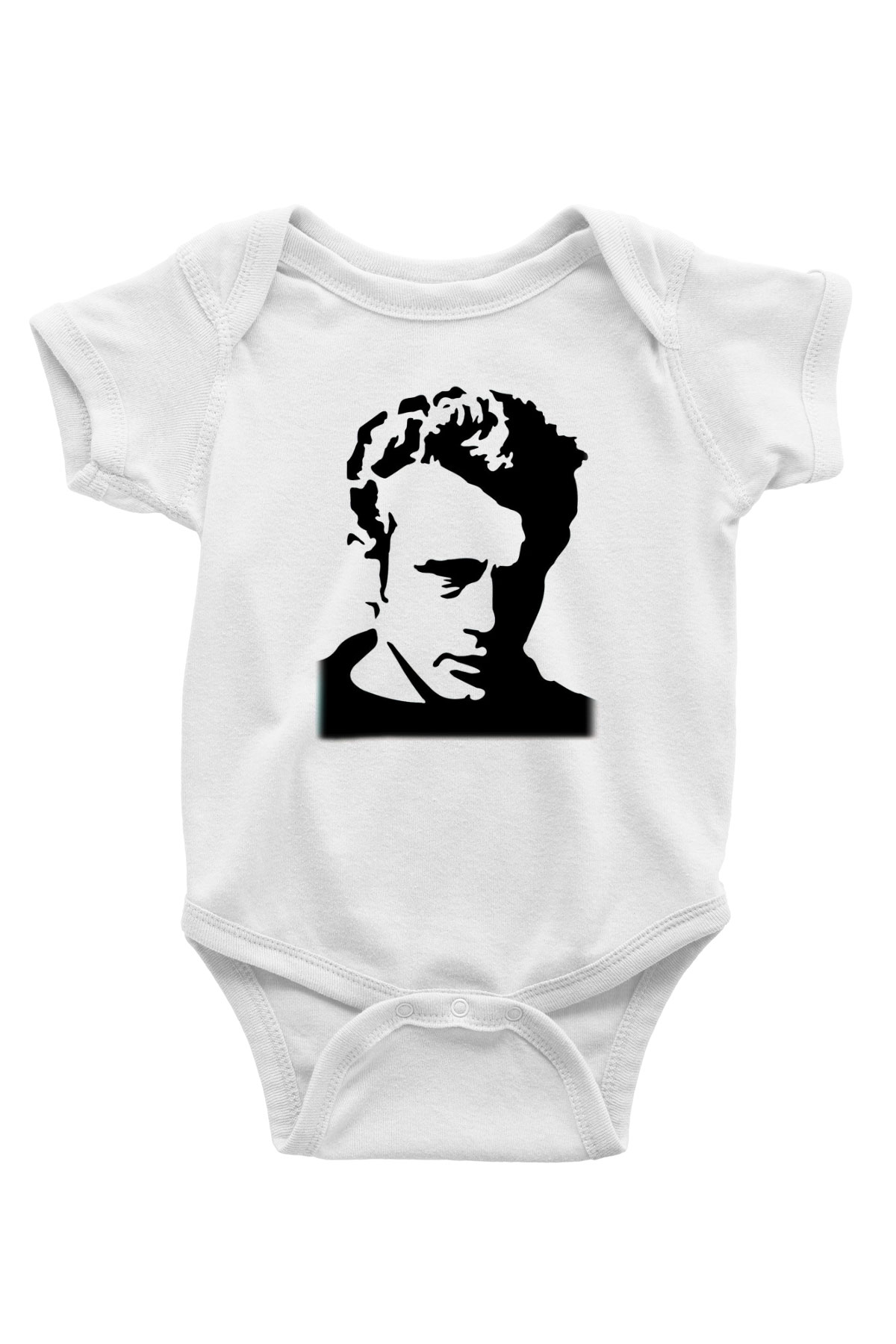 James Dean Baskılı Beyaz Unisex Bebek Body - Zıbın
