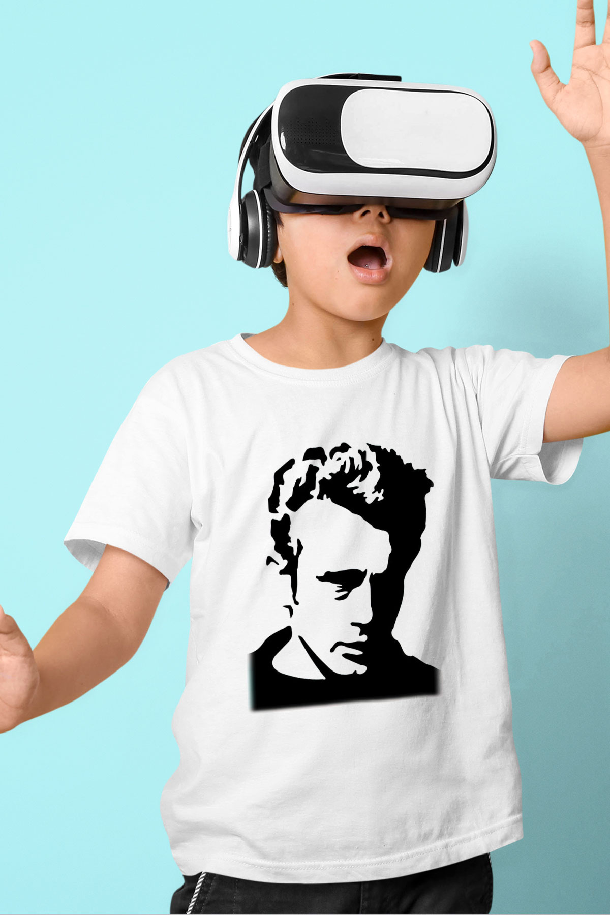 James Dean Baskılı Beyaz Unisex Çocuk Tişört