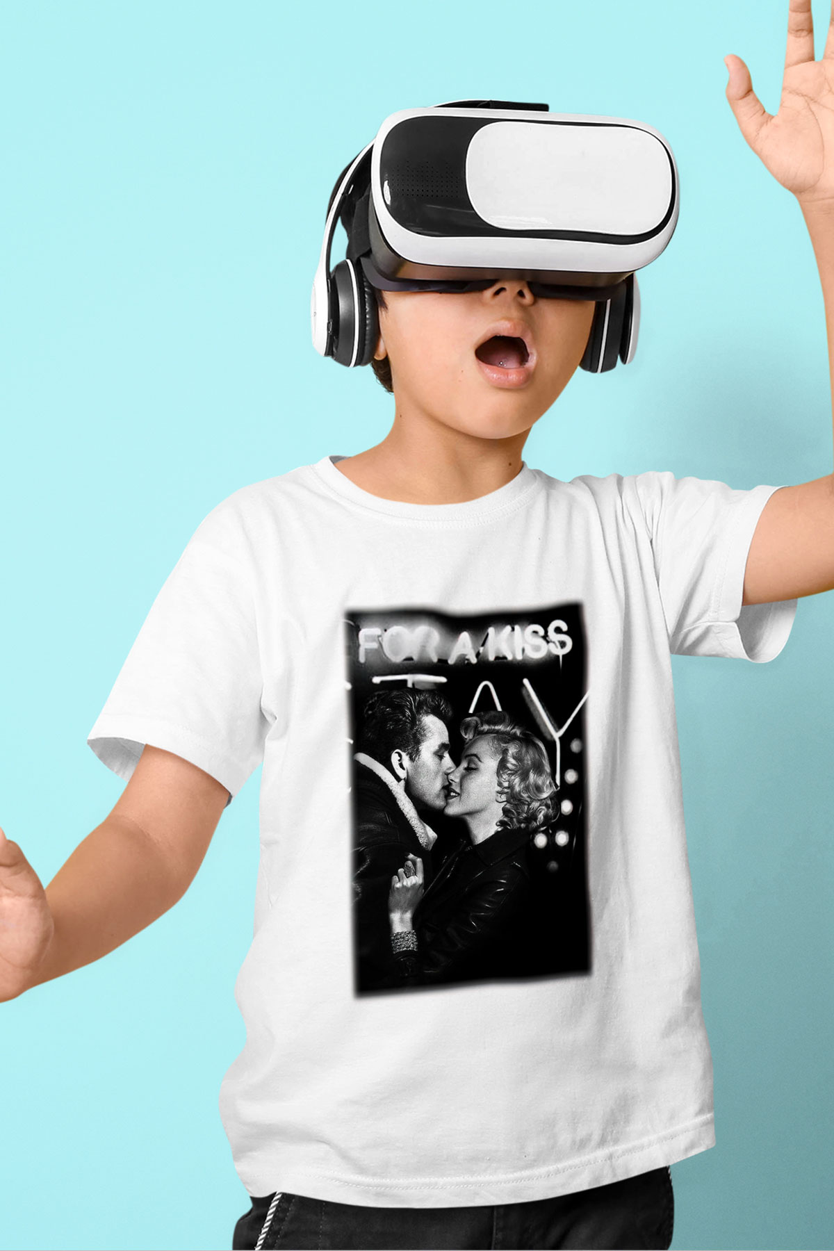 James Dean Baskılı Beyaz Unisex Çocuk Tişört