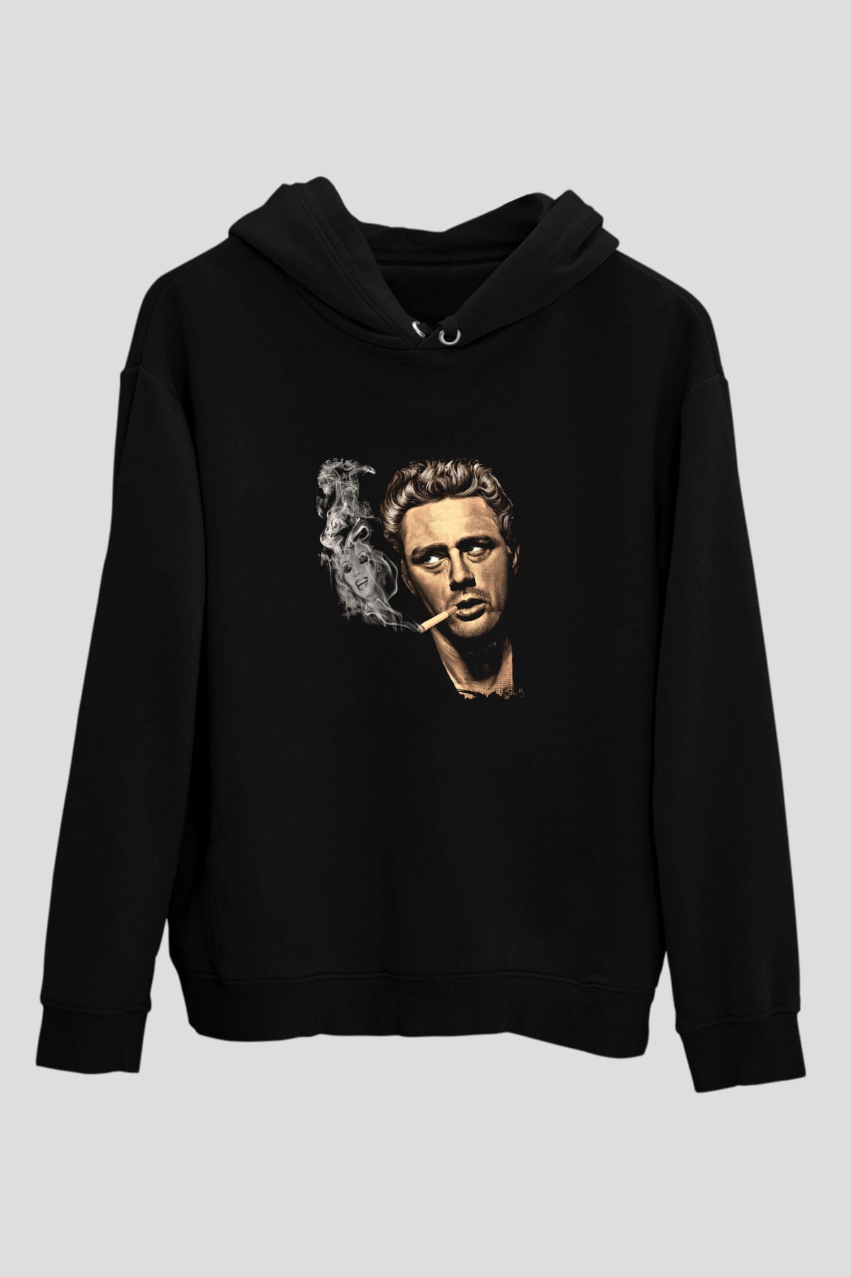 James Dean Baskılı Unisex Siyah Hoodie