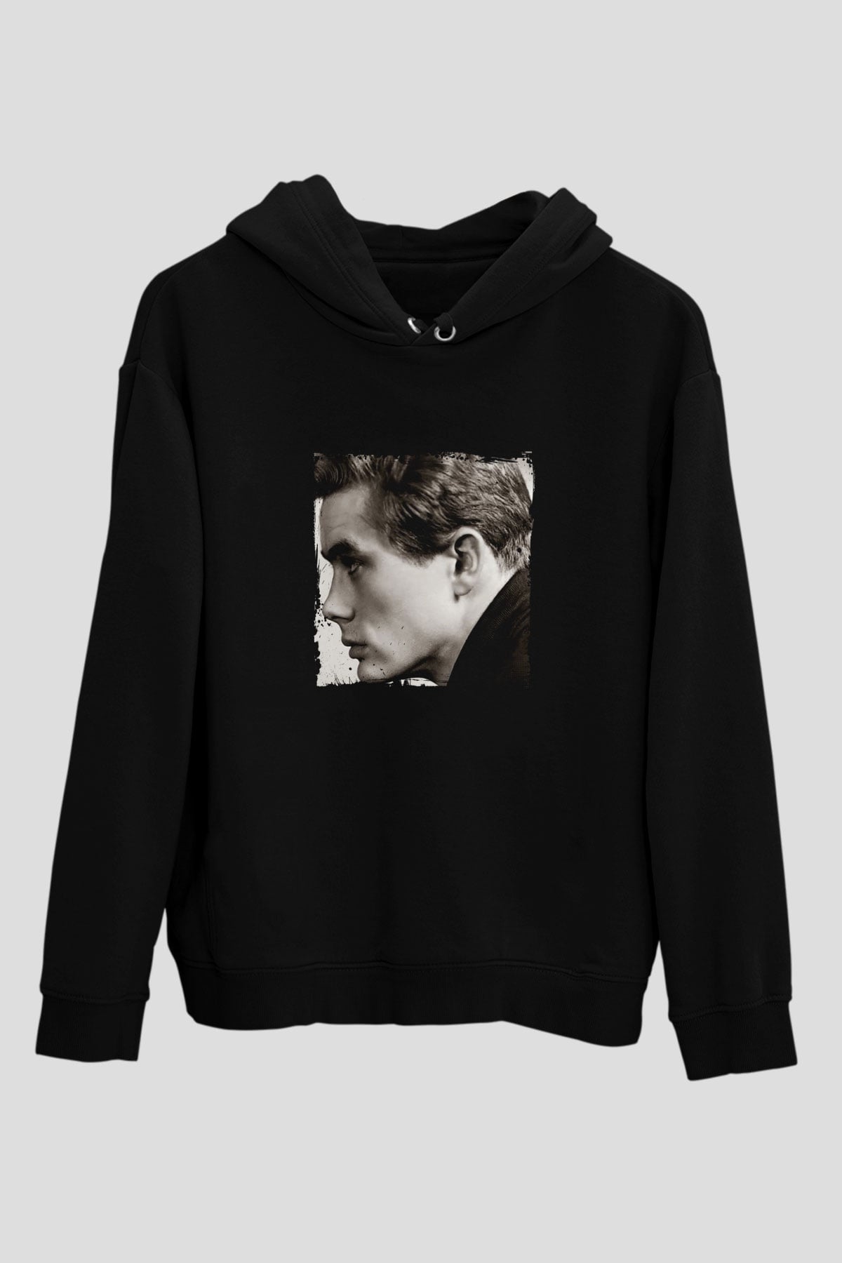 James Dean Baskılı Unisex Siyah Hoodie
