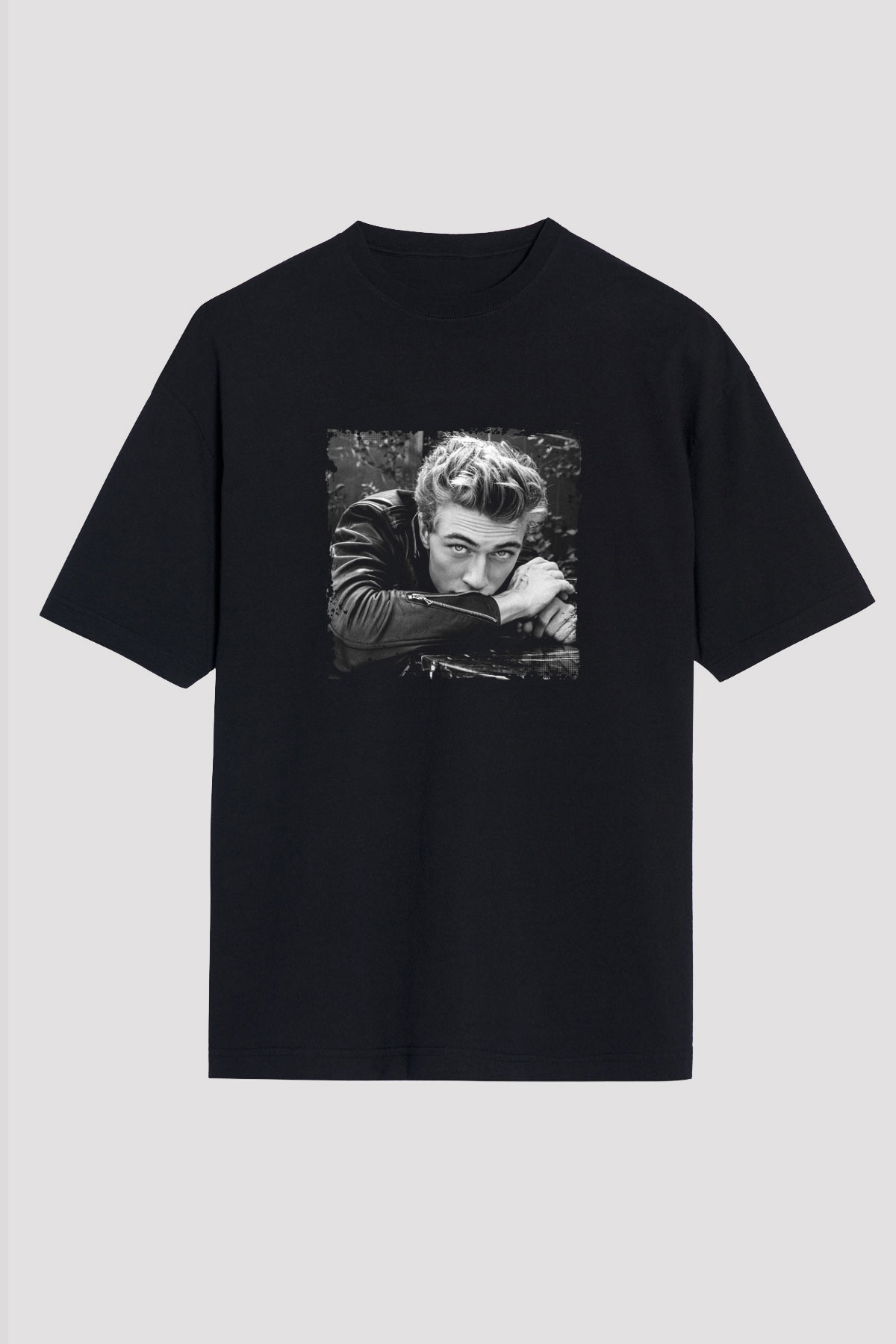 James Dean Baskılı Unisex Siyah Oversize Tişört