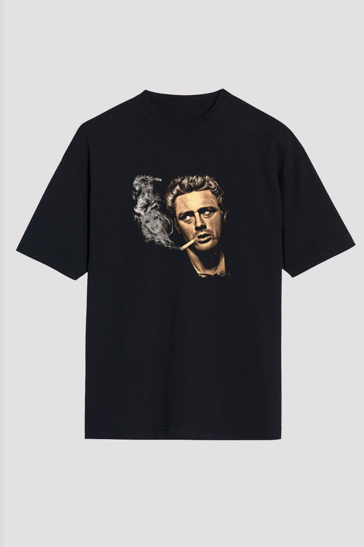 James Dean Baskılı Unisex Siyah Oversize Tişört