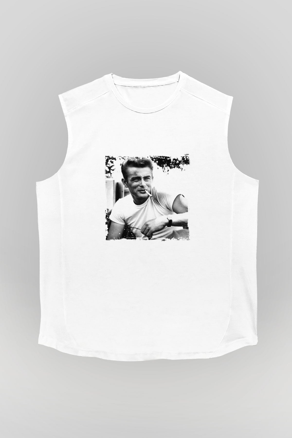 James Dean Unisex Baskılı Beyaz Kolsuz Tişört