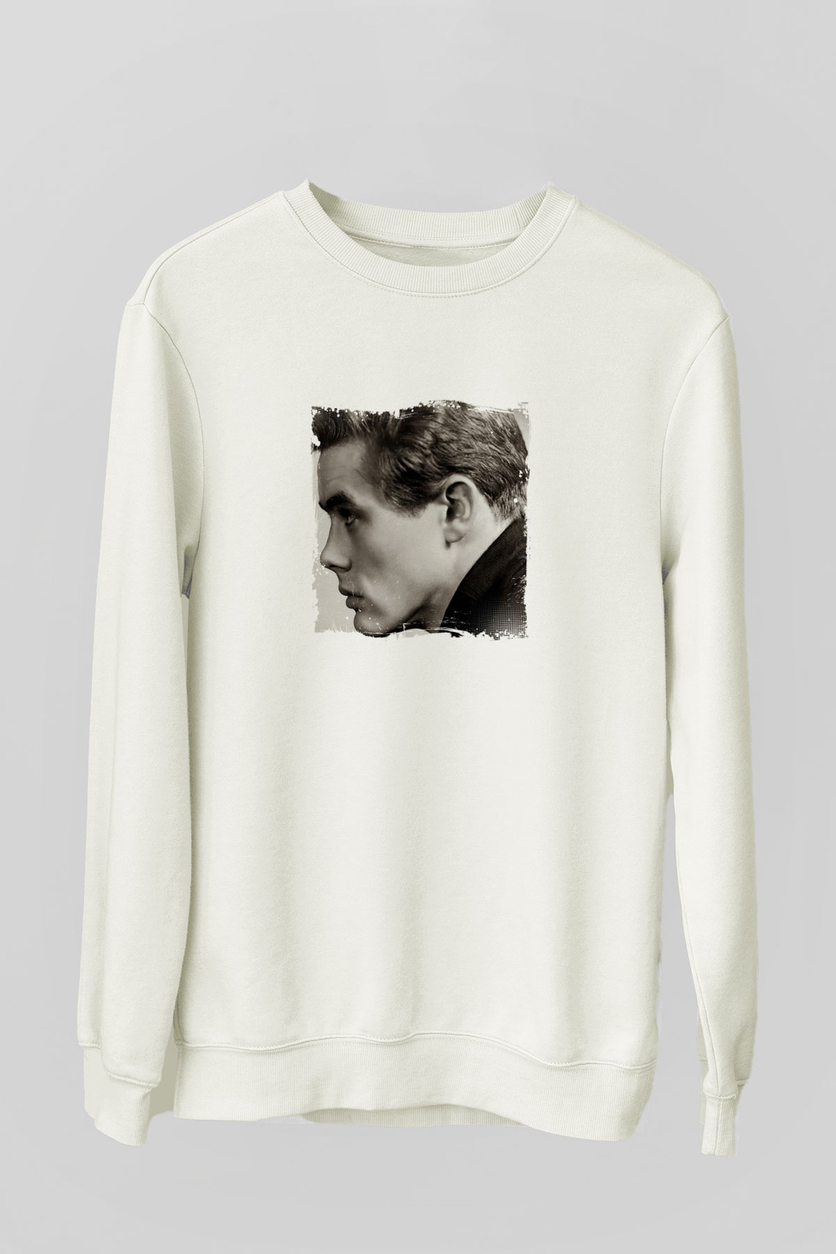 James Dean Unisex Baskılı Beyaz Sweatshirt