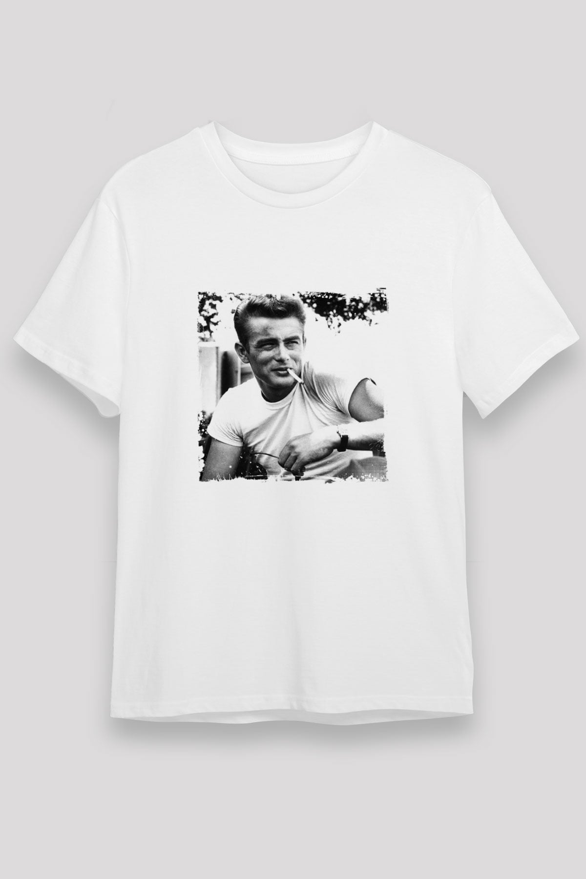 James Dean Unisex Baskılı Beyaz Tişört