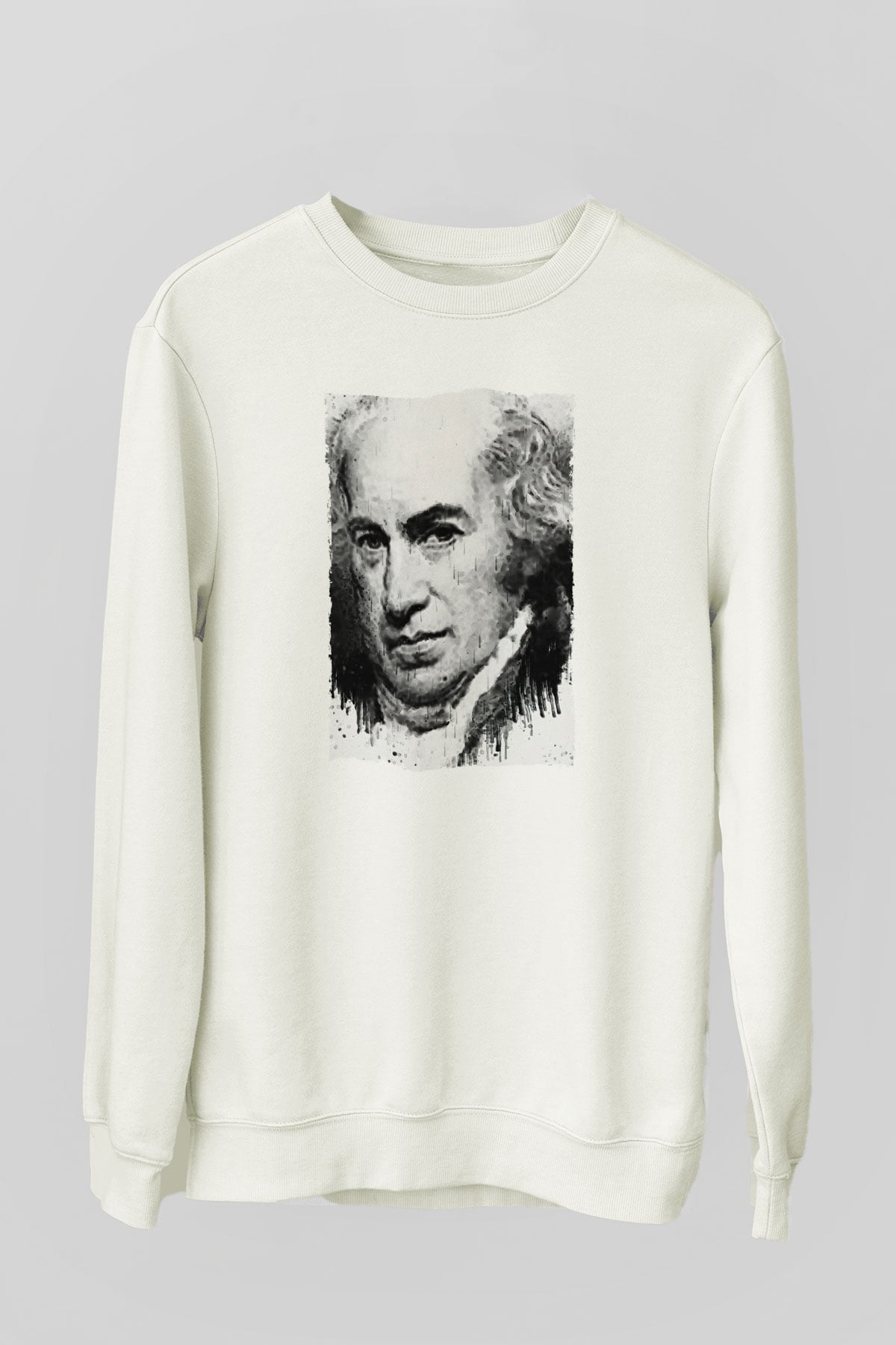 James Watt Baskılı Unisex Ekru Sweatshirt