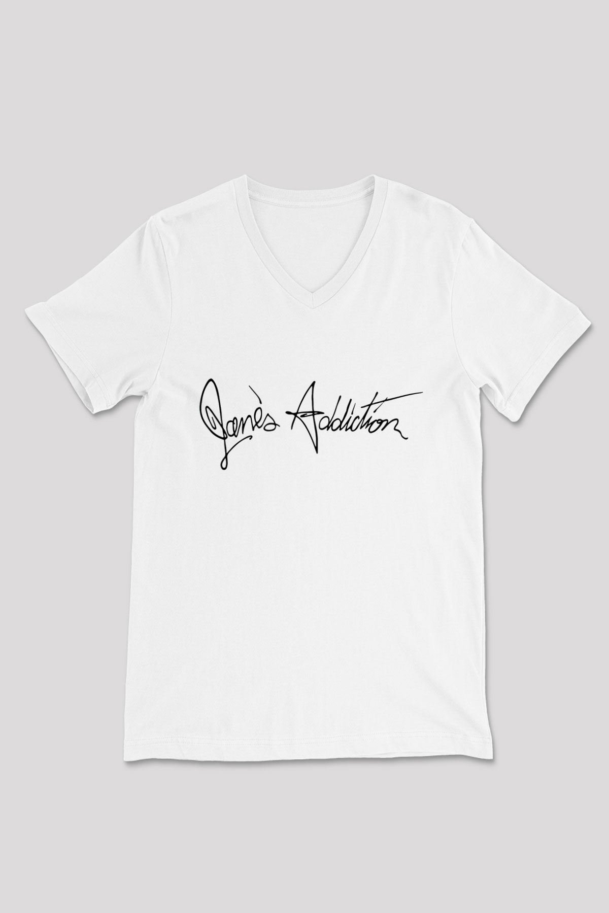 Janes Addiction Beyaz Unisex V Yaka Tişört T-Shirt