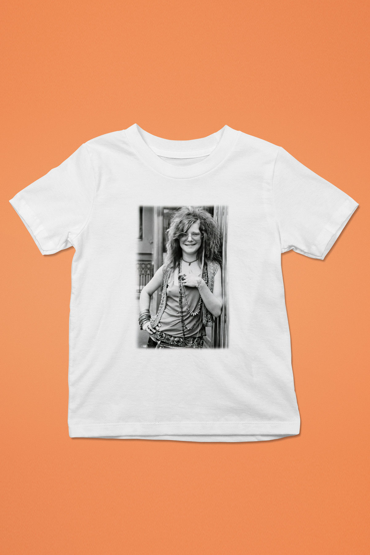 Janis Joplin Baskılı Beyaz Unisex Çocuk Tişört