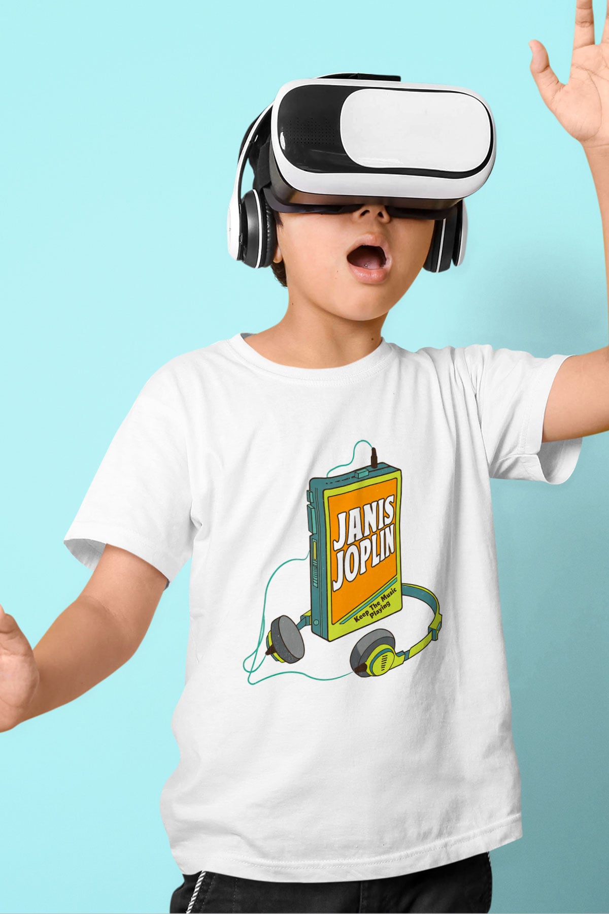 Janis Joplin Beyaz Unisex Çocuk Tişört