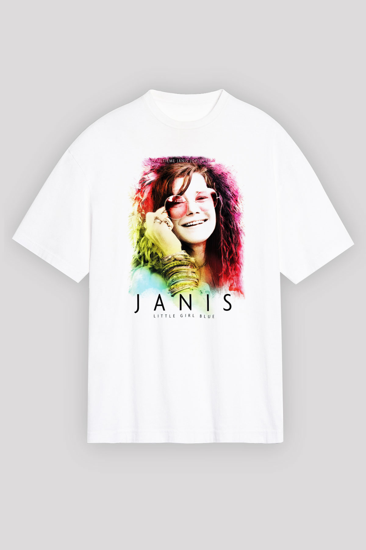 Janis Joplin Beyaz Unisex Oversize Tişört T-Shirt