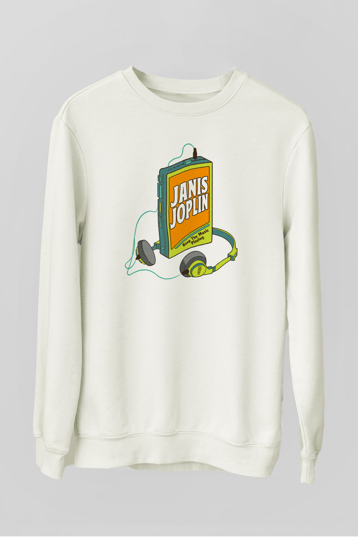 Janis Joplin Beyaz Unisex Sweatshirt