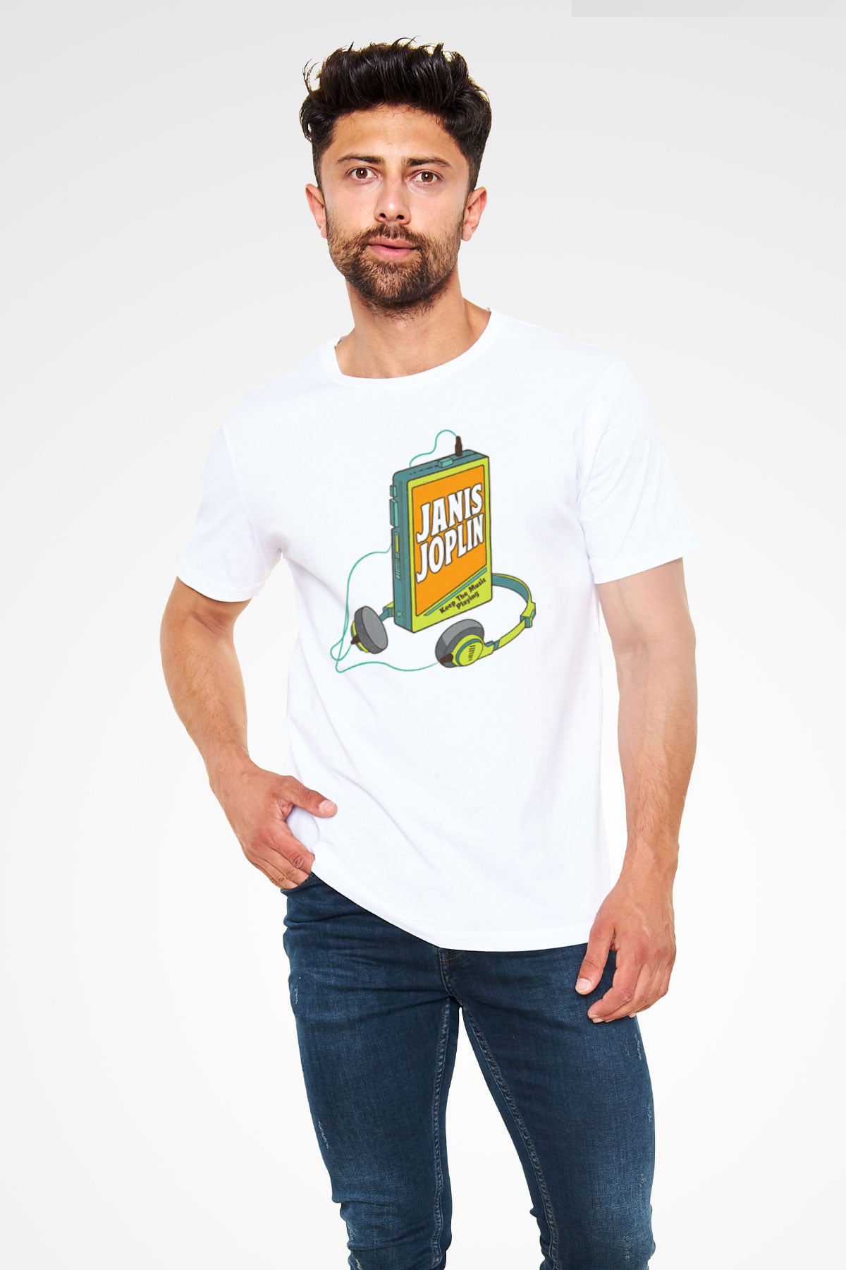 Janis Joplin Beyaz Unisex Tişört T-Shirt - TişörtFabrikası