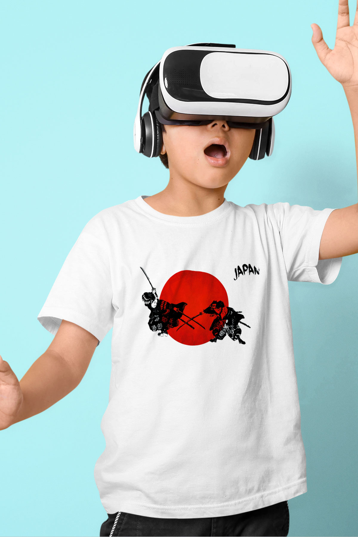 Japonya Baskılı Beyaz Unisex Çocuk Tişört