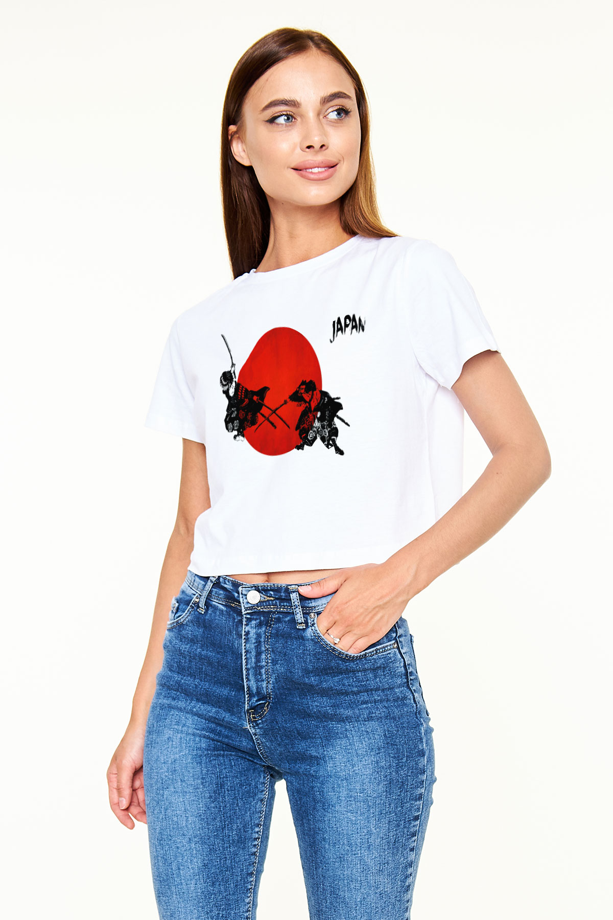 Japonya Beyaz Croptop Tişört