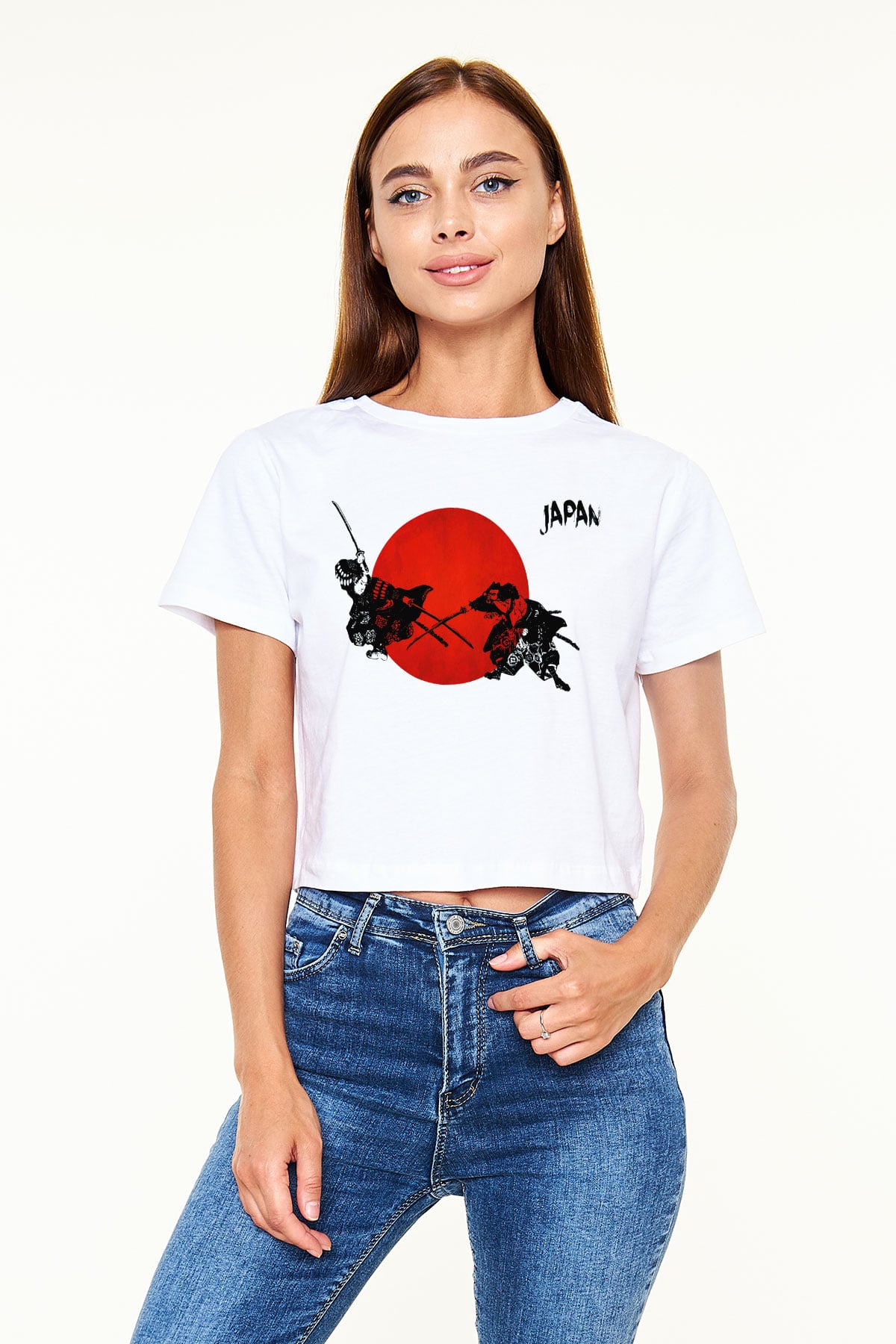 Japonya Beyaz Croptop Tişört