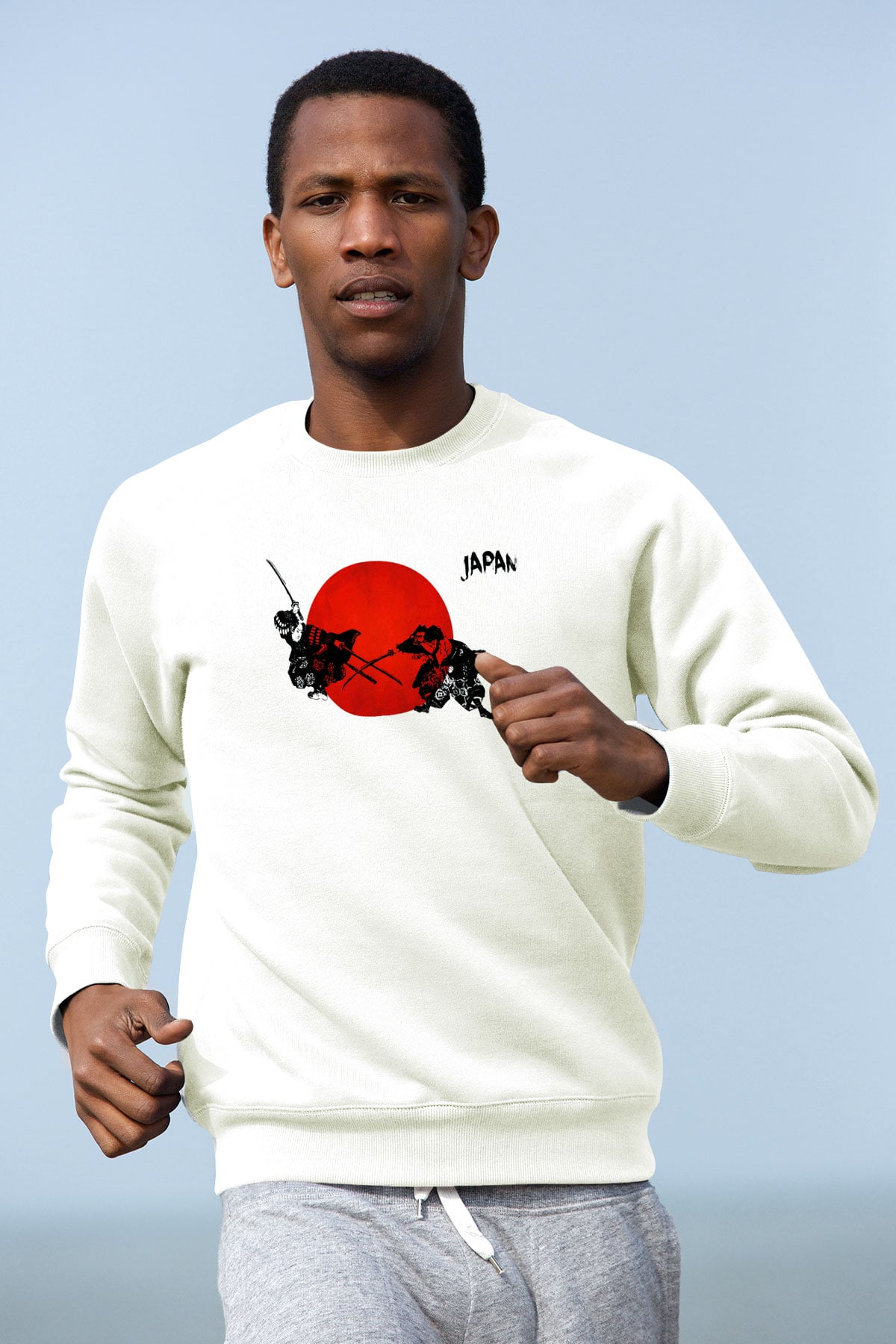 Japonya Beyaz Unisex Sweatshirt