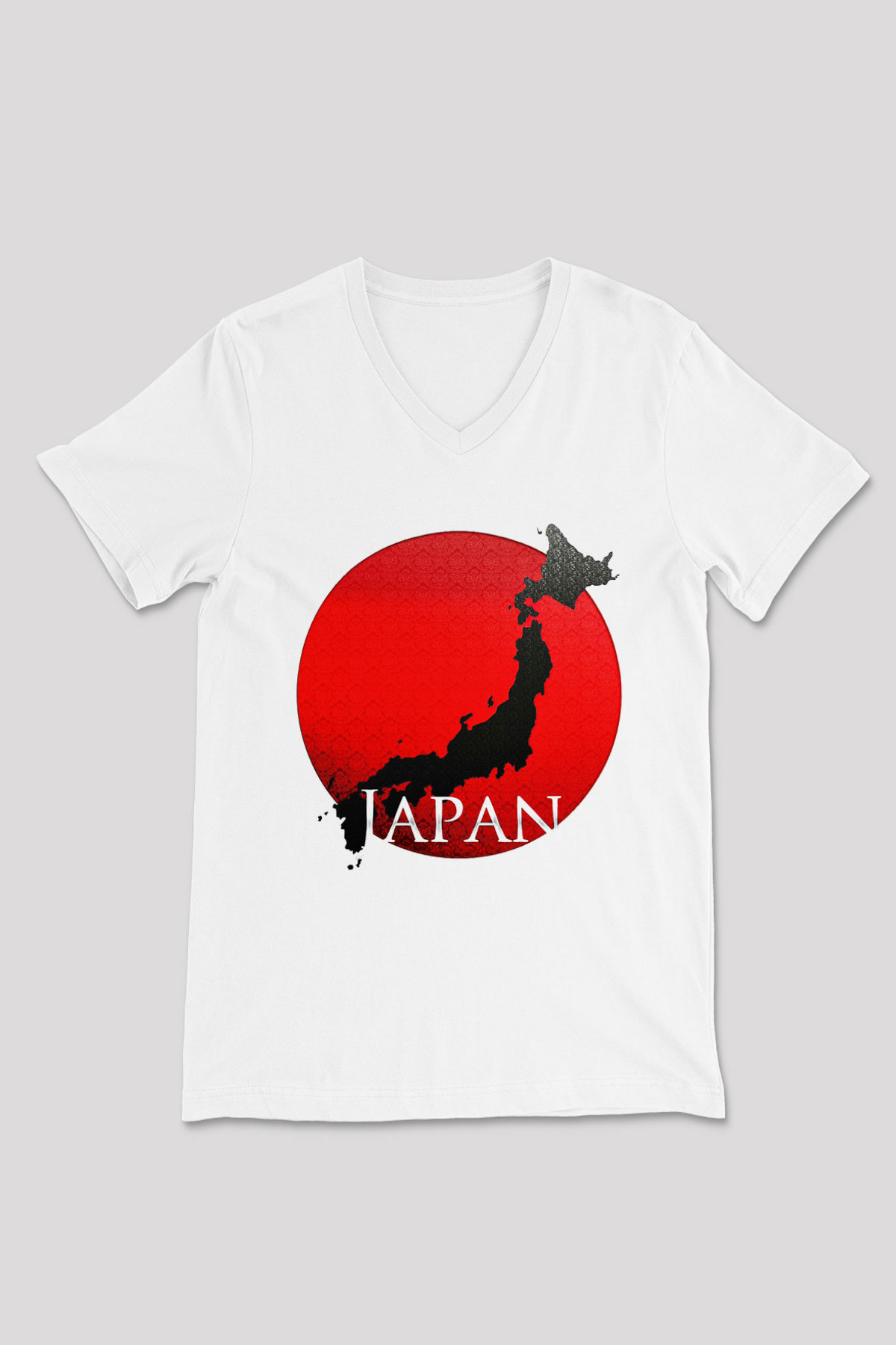 Japonya Beyaz Unisex V Yaka Tişört T-Shirt