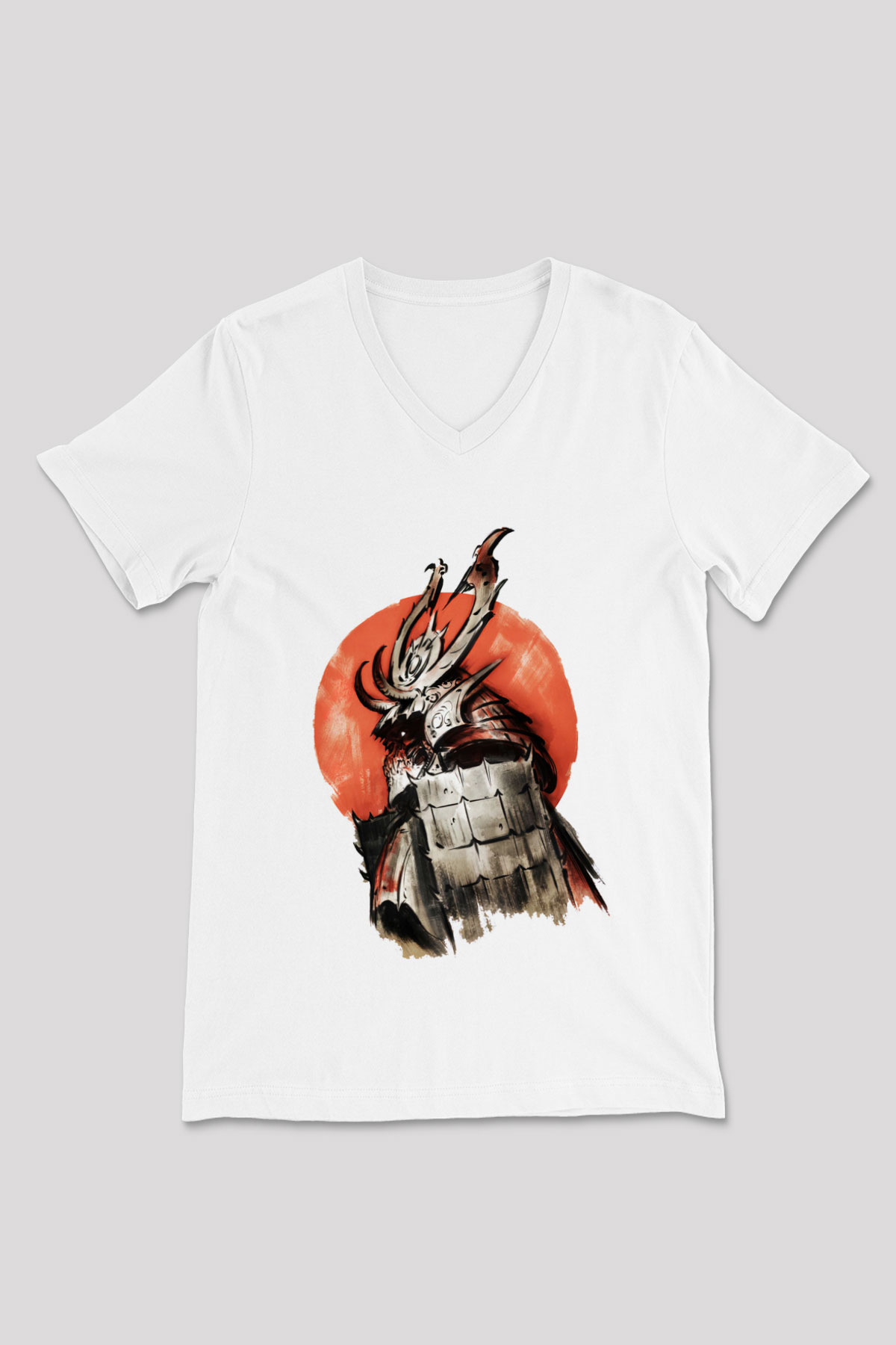Japonya Beyaz Unisex V Yaka Tişört T-Shirt
