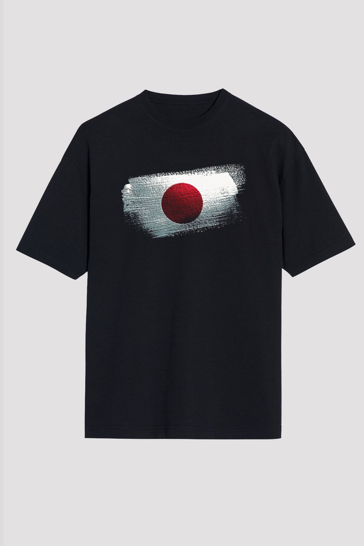 Japonya - Japan Bayrağı Baskılı Unisex Siyah Oversize Tişört