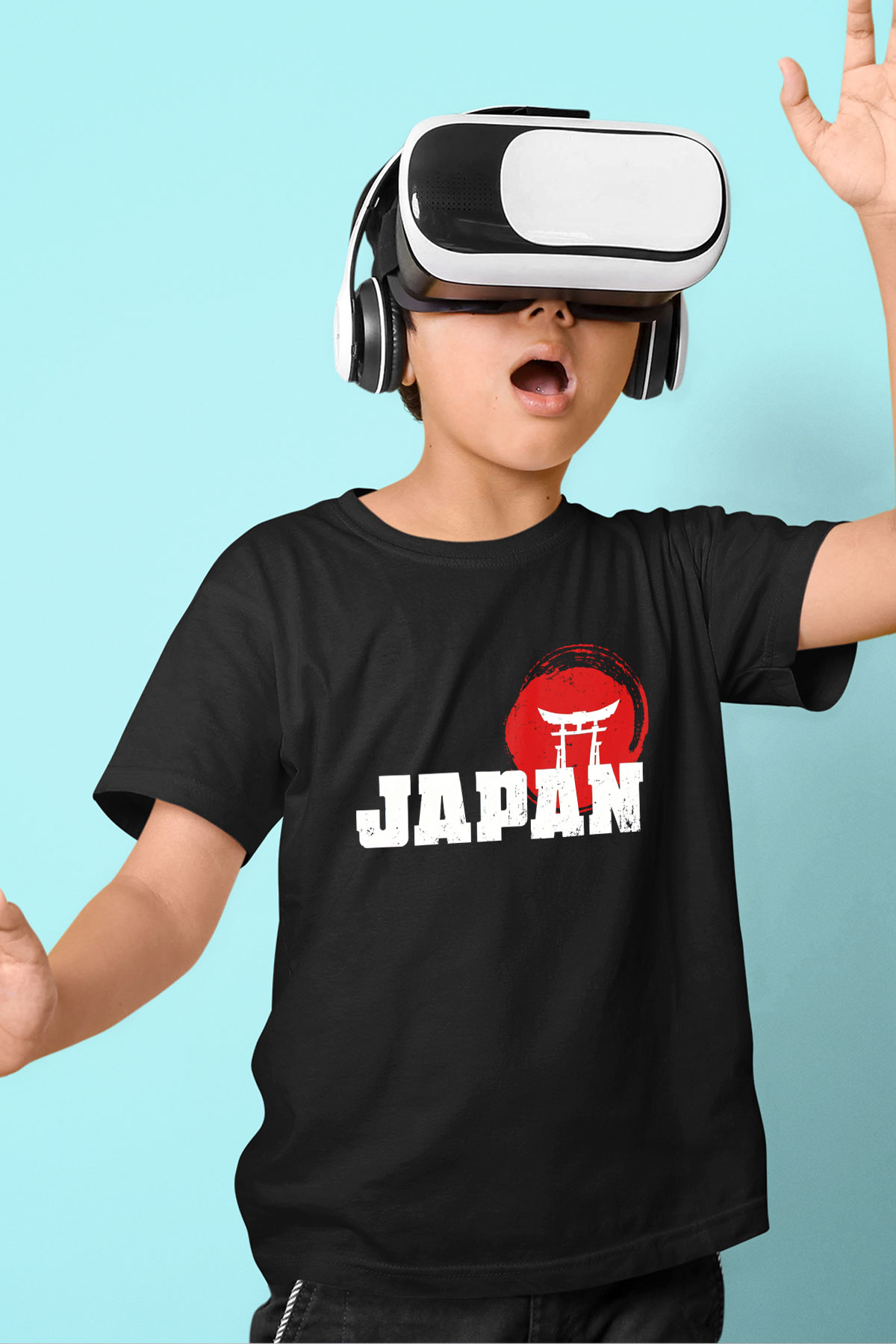 Japonya Siyah Unisex Çocuk Tişört