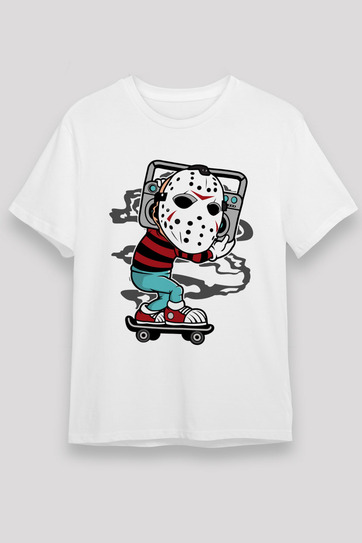 Jason Boombox Baskılı Unisex Beyaz Tişört