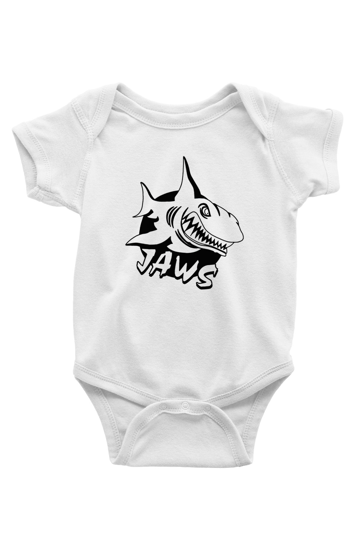 Jaws Baskılı Beyaz Unisex Bebek Body - Zıbın