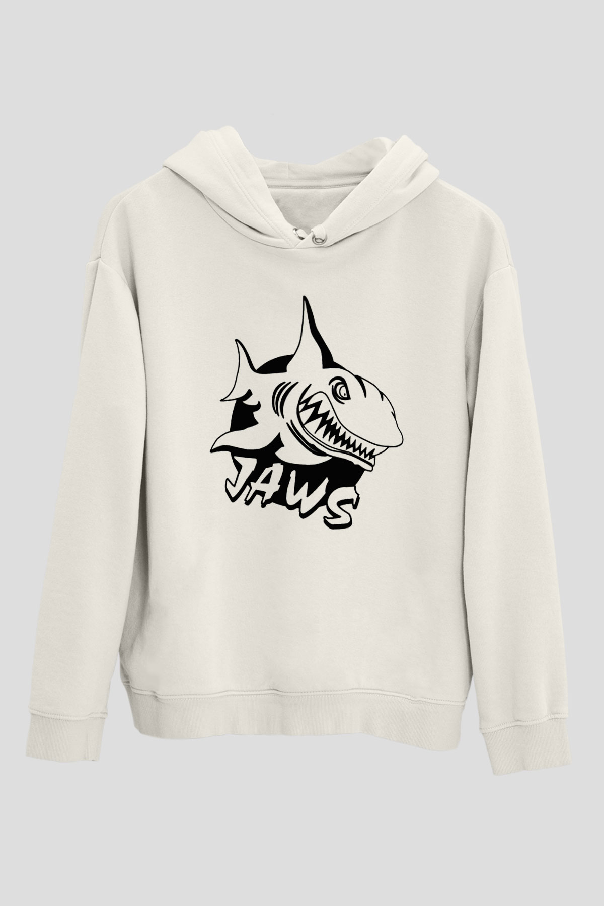 Jaws Beyaz Unisex Hoodie
