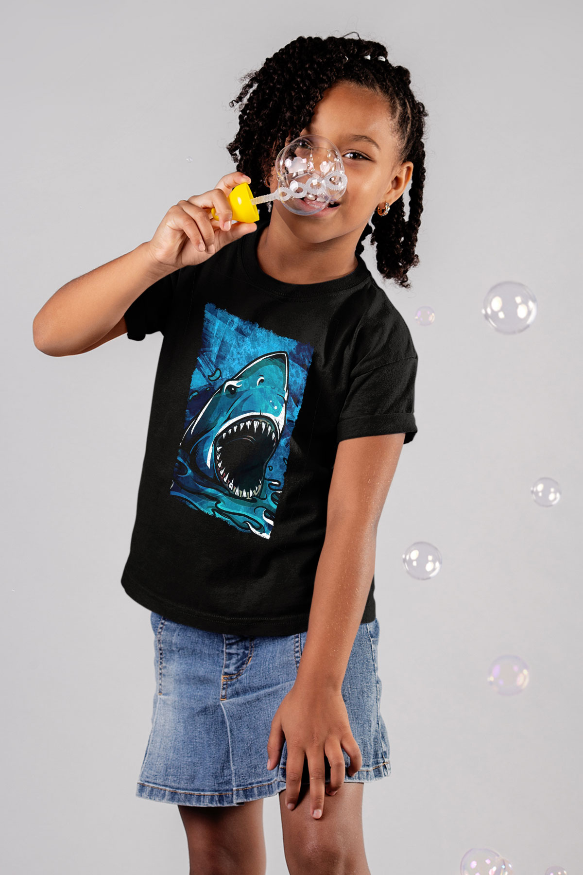 Jaws Siyah Unisex Çocuk Tişört